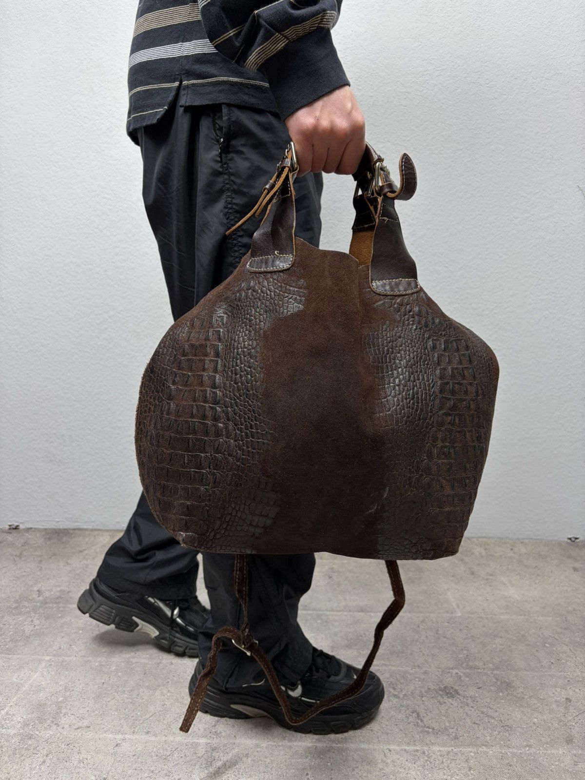 If Six Was Nine Distressed Leather Studded Bag Rick Owens Vibe y2k Dark Punk Size ONE SIZE - 4 Thumbnail