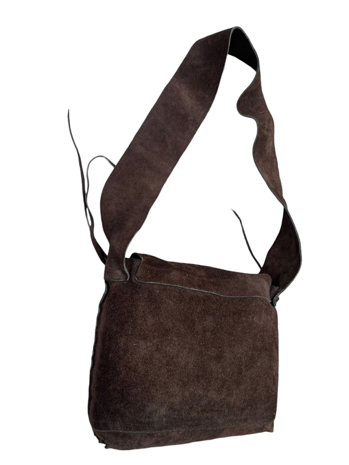 Japanese Brand Vintage Unknown Japan Brand Brown Suede Leather Bag Size ONE SIZE - 15 Thumbnail