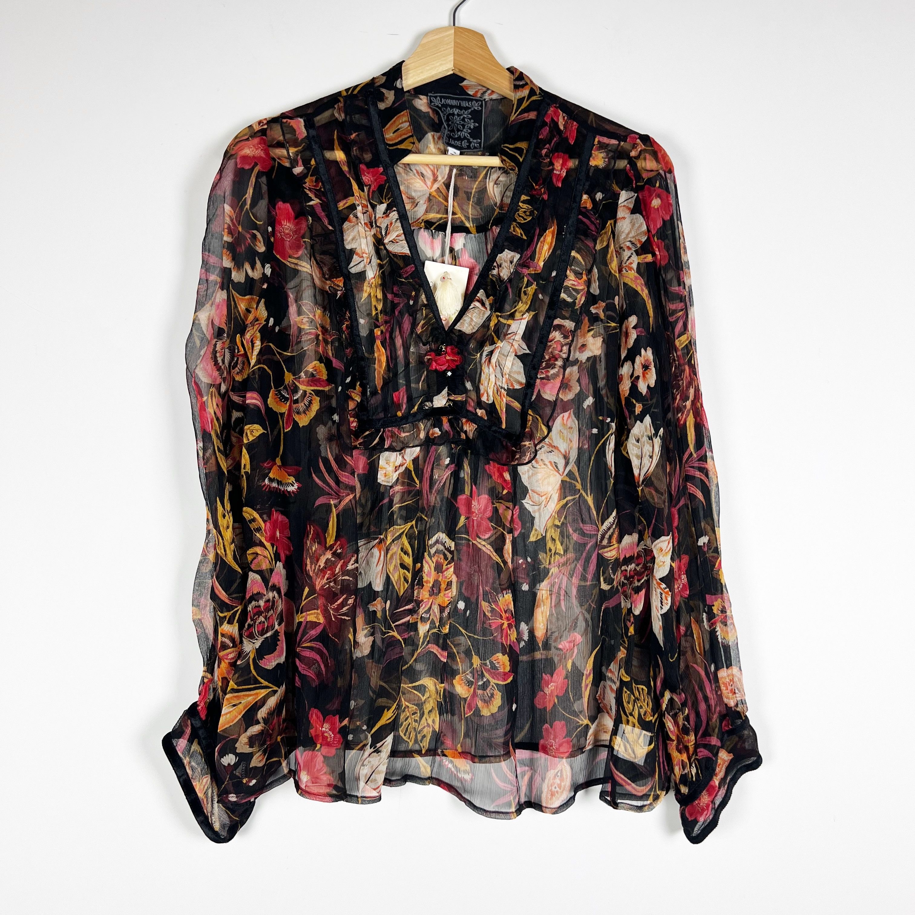 NEW Johnny Was Burrows Silk Chiffon Sheer