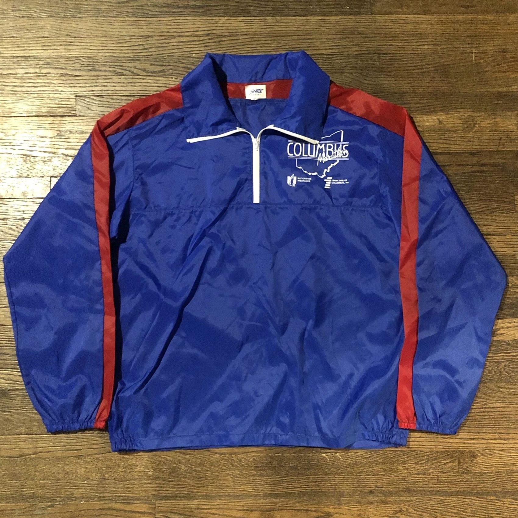 Etro VINTAGE Soark Windbreaker 1/4 Zip Jacket Columbus Marathon L Blue Mens 90s Size US L / EU 52-54 / 3 - 2 Thumbnail