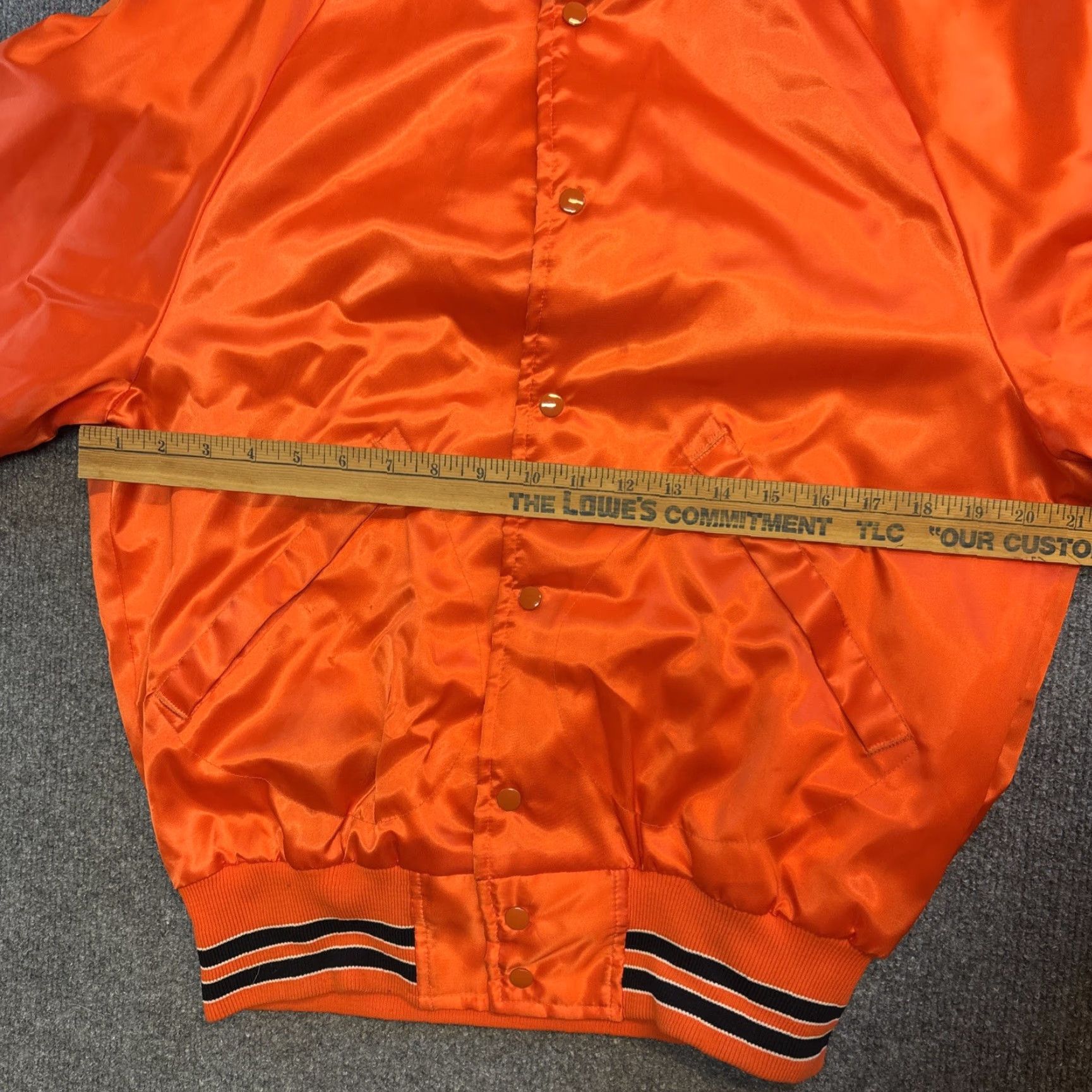Dunbrooke Dunbrooke Pla-Jac Varsity Jacket Mens Orange Satin Mid-Length Pockets Casual Long Sleeve Size L Size US L / EU 52-54 / 3 - 4 Thumbnail
