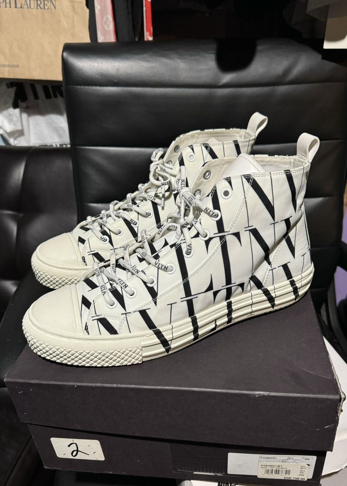 Designer × Valentino Men’s Valentino Garavani VLTN Giggies Hightop Sneakers Size US 10.5 / EU 43-44 - 1 Thumbnail