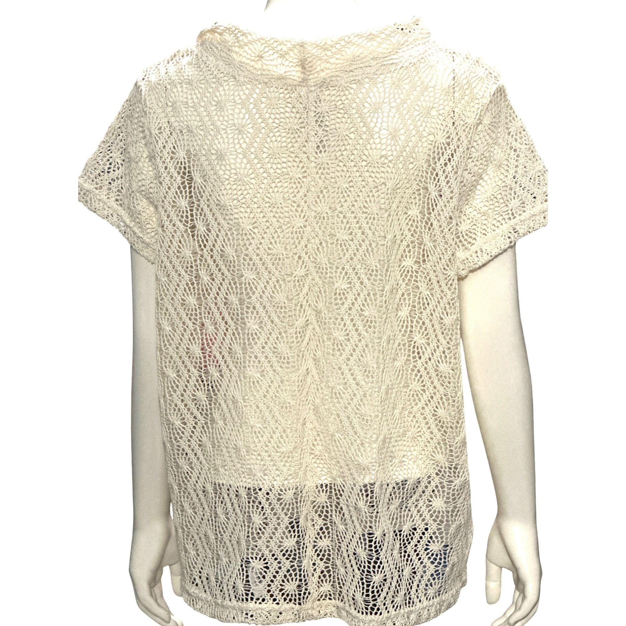 Other CCC Vintage Cream Lace Short Sleeve Embroidered Pullover Blo Size XL / US 12-14 / IT 48-50 - 3 Thumbnail