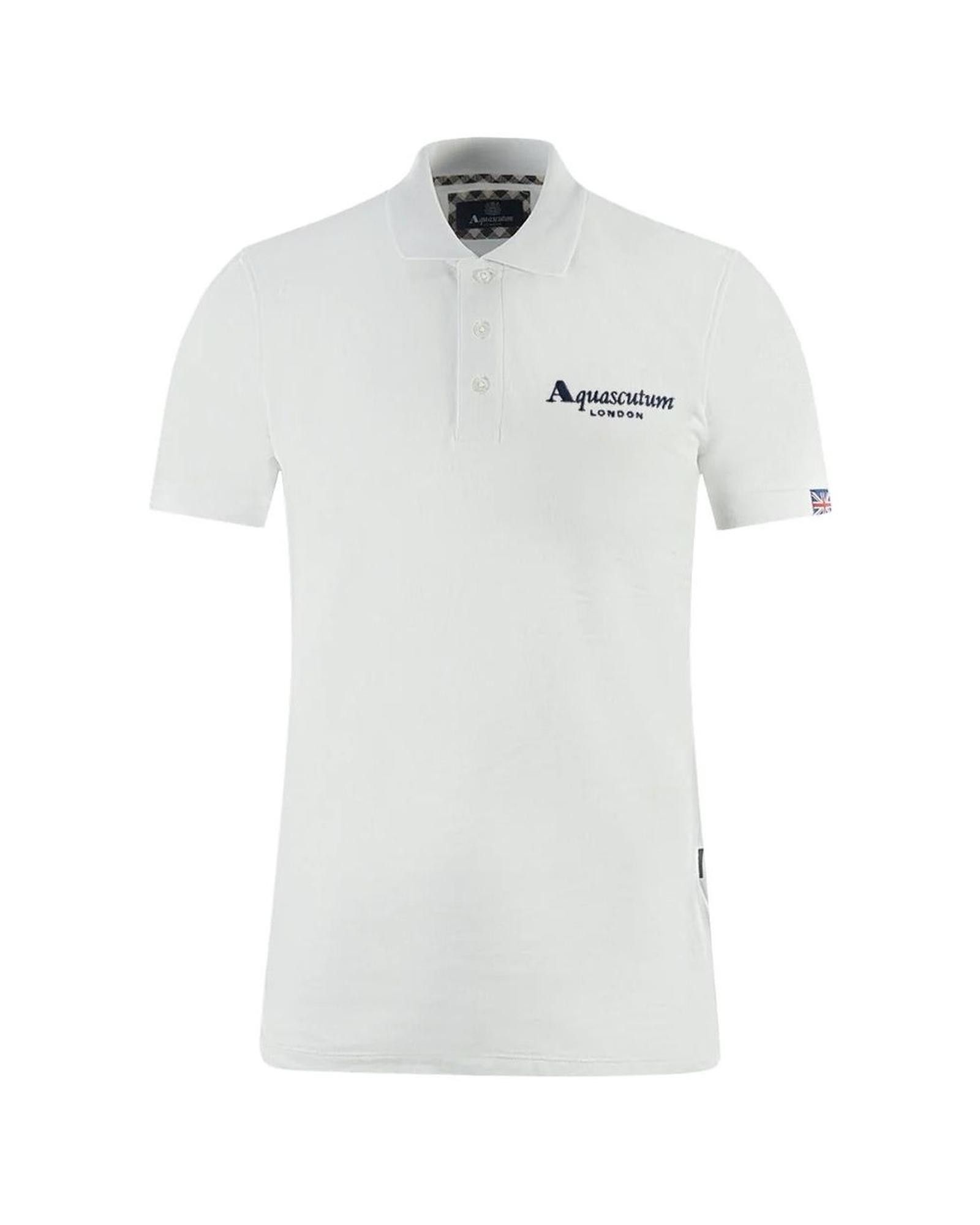 image of Aquascutum Contrasting Logo Polo Shirt in White, Men's (Size XL)