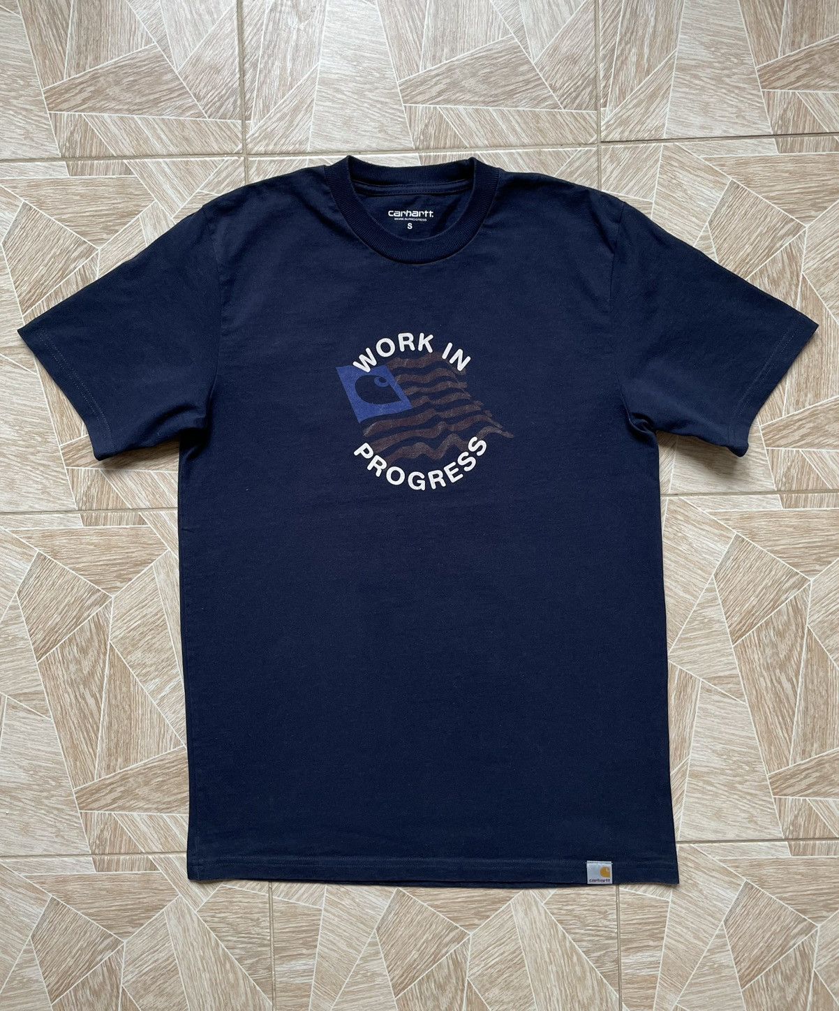 Carhartt × Carhartt Wip Y2K Vintage Carhartt WIP Bigo Logo Usa Tee Navy Retro Hype Size US S / EU 44-46 / 1 - 1 Thumbnail
