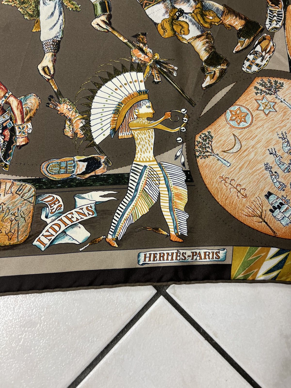 Hermes Vintage 90s Hermes Les Dances Des Indiens silk scarf native Size ONE SIZE - 13 Thumbnail