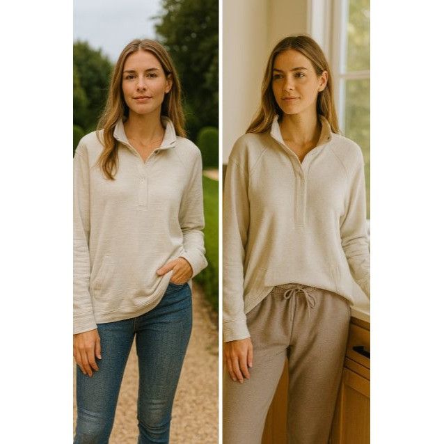 Other Talbots Woman's Stone 3/4 Zip Sweatshirt Med UPF 50+ Preppy Size M / US 6-8 / IT 42-44 - 1 Thumbnail