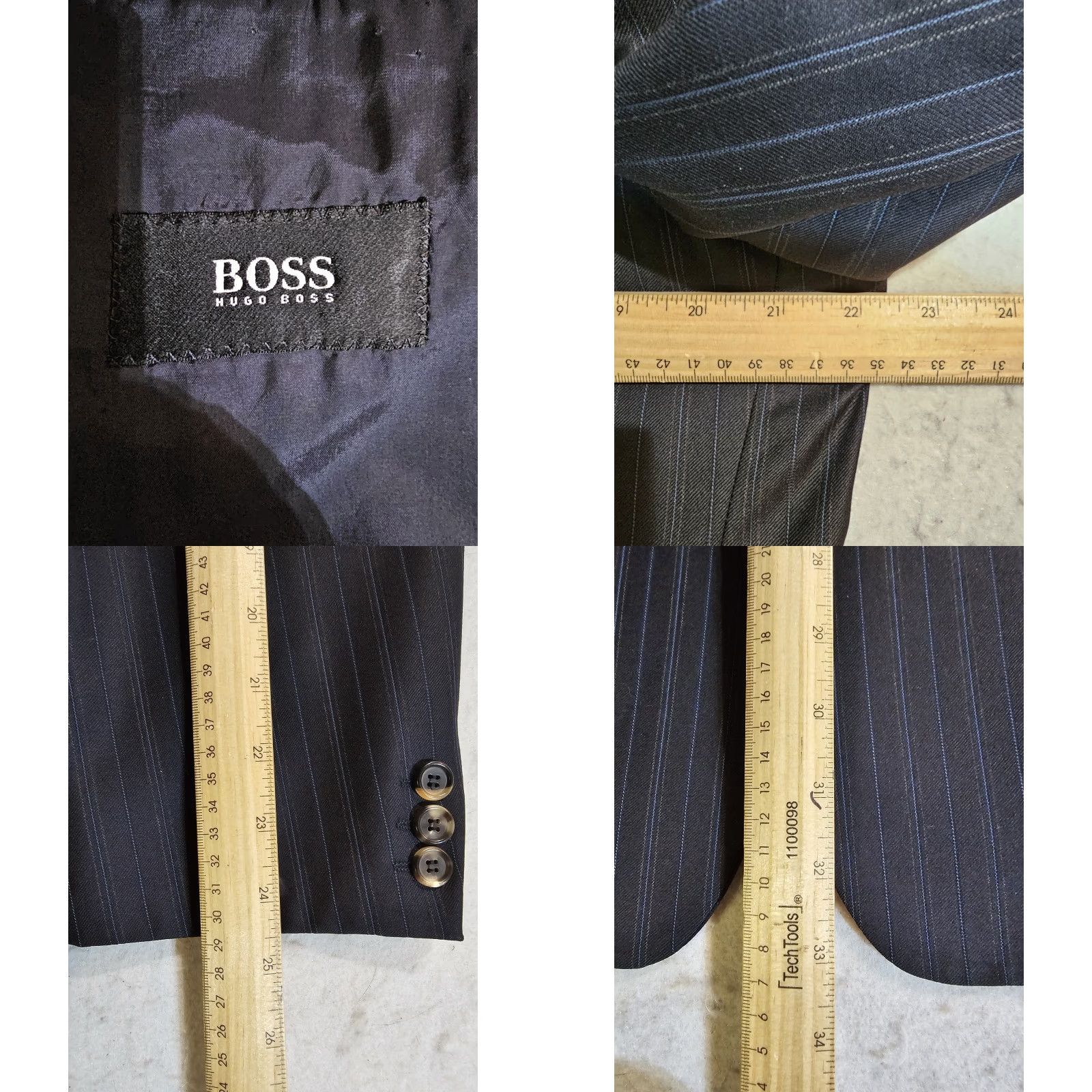 Hugo Boss HUGO BOSS Classic 2 Pc Lucca Lanificio Cerruti Blue Pin Suit Mens 44 34x28 Striped Size 44R - 11 Thumbnail