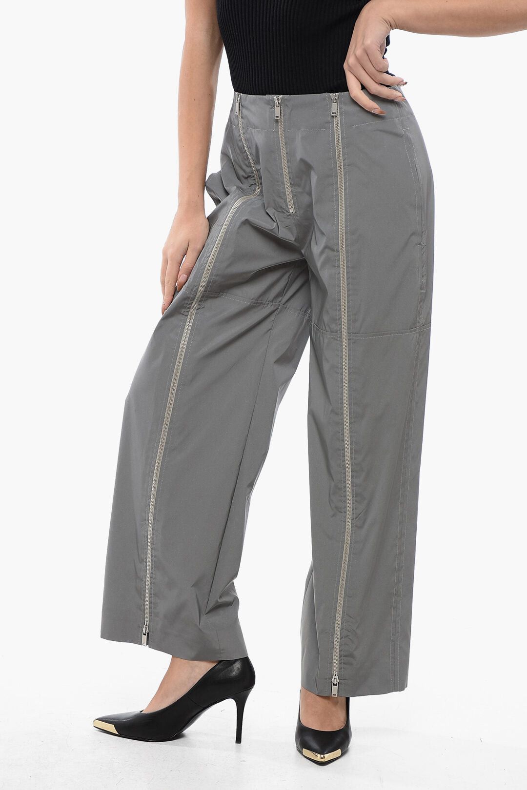 Jil Sander Cropped Reflective Pants with Zip Detail Size 27" / US 4 / IT 40 - 1 Thumbnail