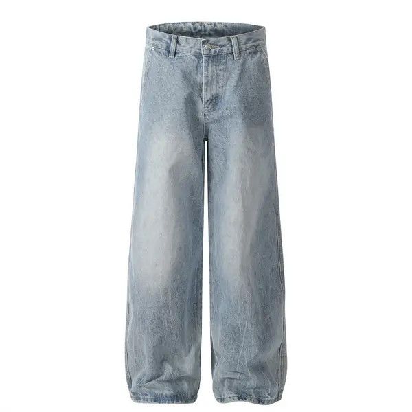VIBE High street washed men's loose straight hip-hop casual jeans Size US 32 / EU 48 - 7 Thumbnail