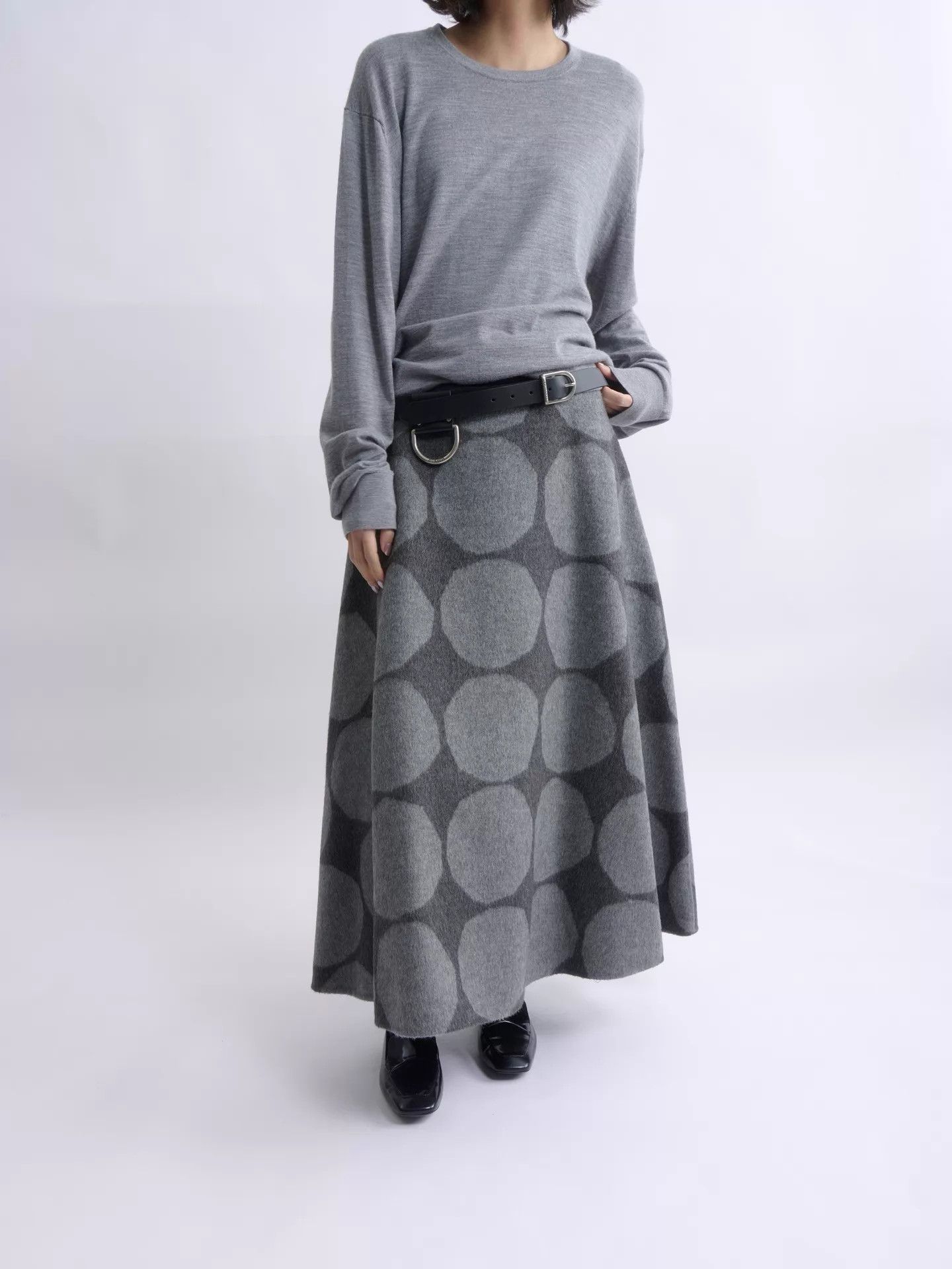 Marimekko Marimekko Gray Polka Dot Wool Blend Midi Skirts Size 25" / US 0 / IT 36 - 1 Thumbnail