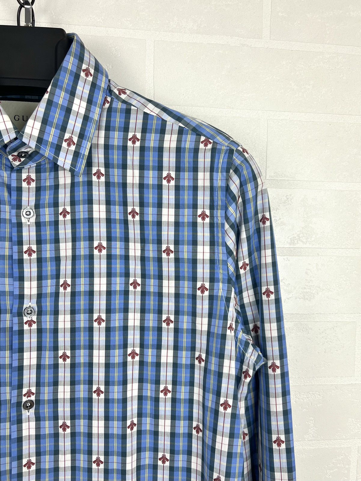 Gucci GUCCI Shirt Button Up Monogram Embroidered Bee Checkered Size US S / EU 44-46 / 1 - 7 Thumbnail