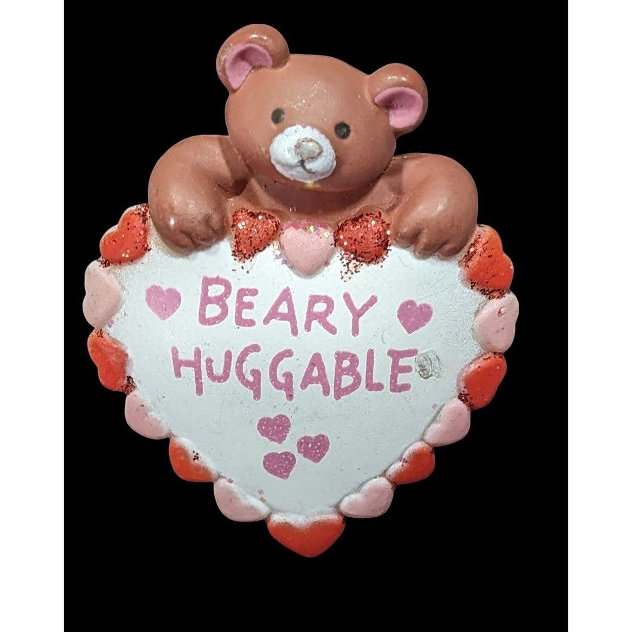 Other Vintage 80s Valentine Bear "Beary Huggable" Fun World Brooch Size ONE SIZE - 1 Thumbnail