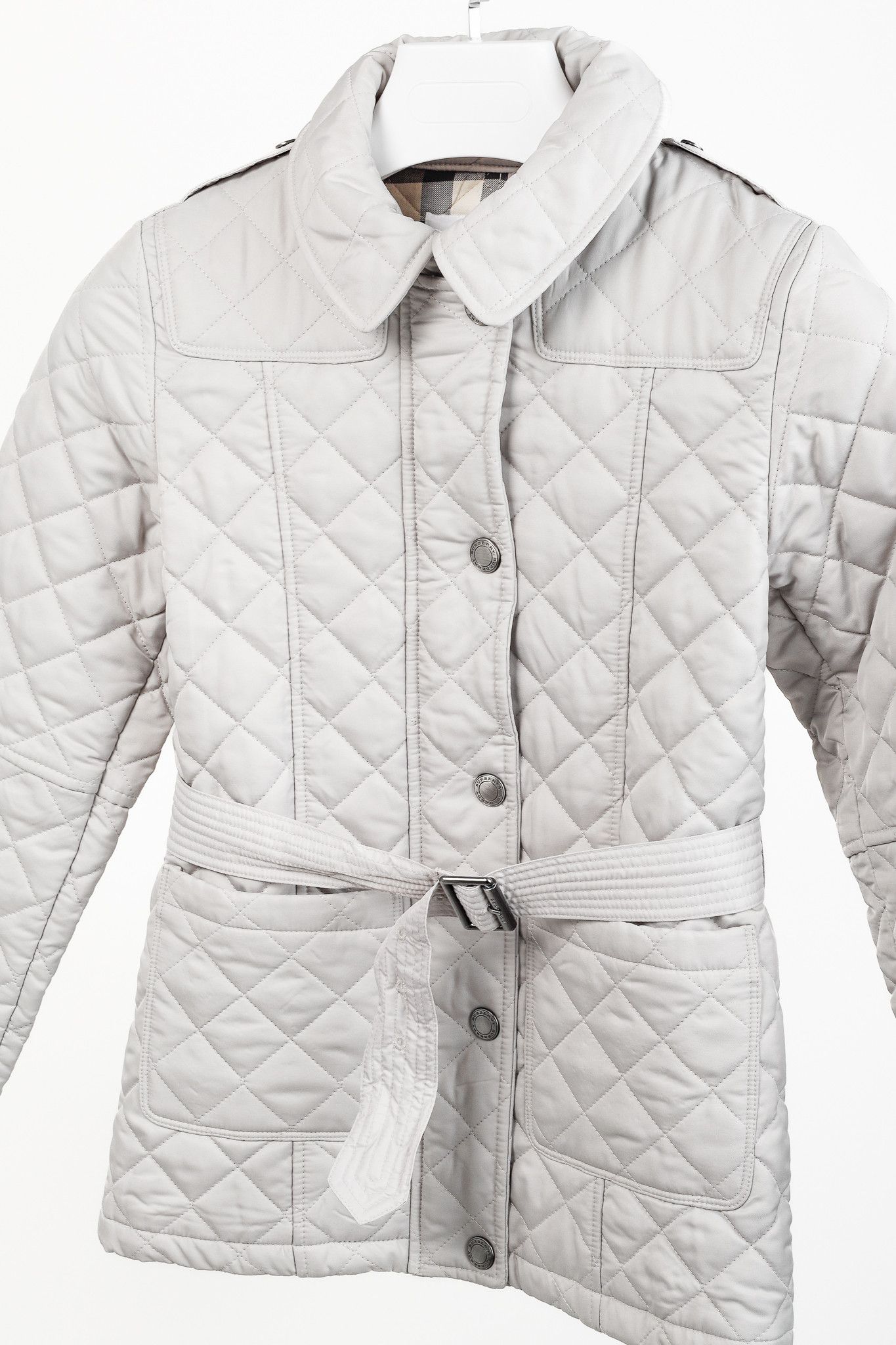 Burberry Burberry Grey Quilted Belted Zip Jacket Size XXS / US 00 / IT 34 - 3 Thumbnail
