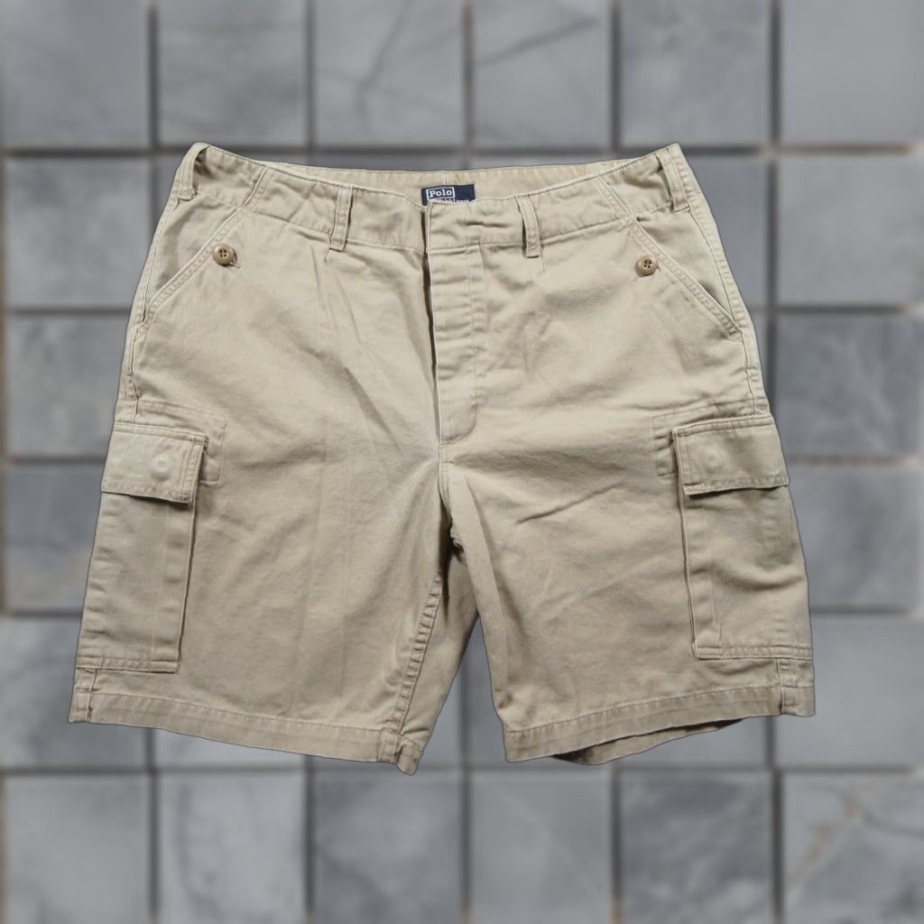 Polo Ralph Lauren VINTAGE Polo Ralph Lauren Shorts Mens 38 Beige Cargo Pockets Utility 90s Adult Size US M / EU 48-50 / 2 - 1 Thumbnail
