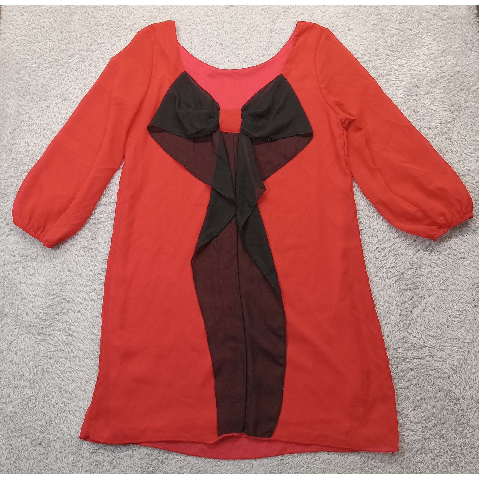 & Other Stories LTX USA Sheer Dress S Women's Red Bow Lined Size S / US 4 / IT 40 - 2 Thumbnail