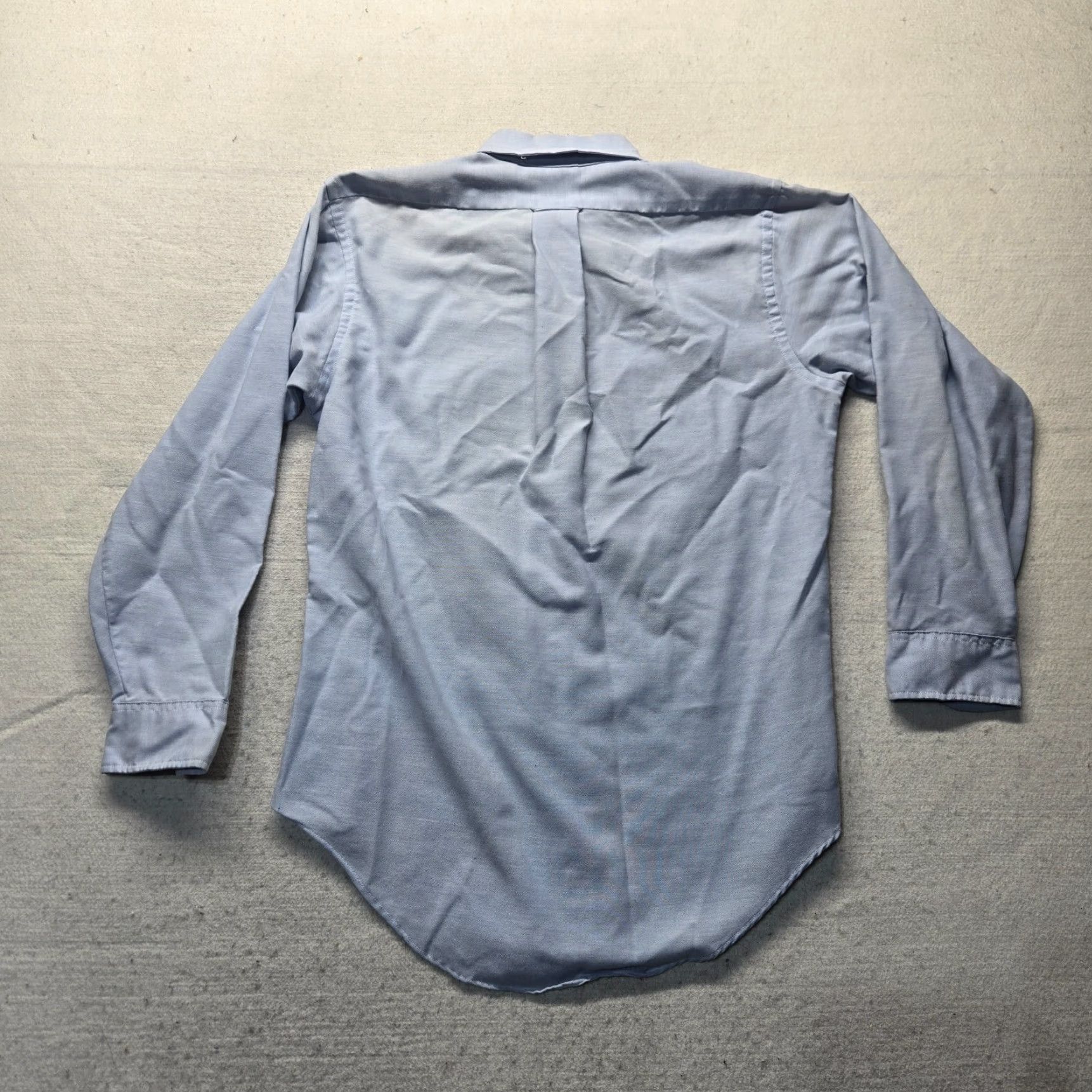 Vintage ANDHURST Shirt Button-Up Solid Blue Long Sleeve Adult Men XL 15.5 Cotton Polyester Casual Travel 80s 90s Sports Mens Size US XL / EU 56 / 4 - 7 Thumbnail