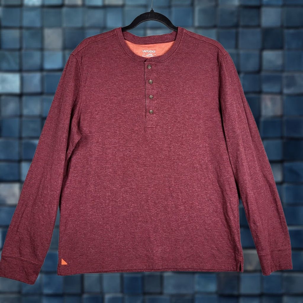 UNTUCKit - "UNTUCKIT Maroon Long sleeve Henley Top" - directly reflects the item and brand Size US L / EU 52-54 / 3 - 1 Thumbnail