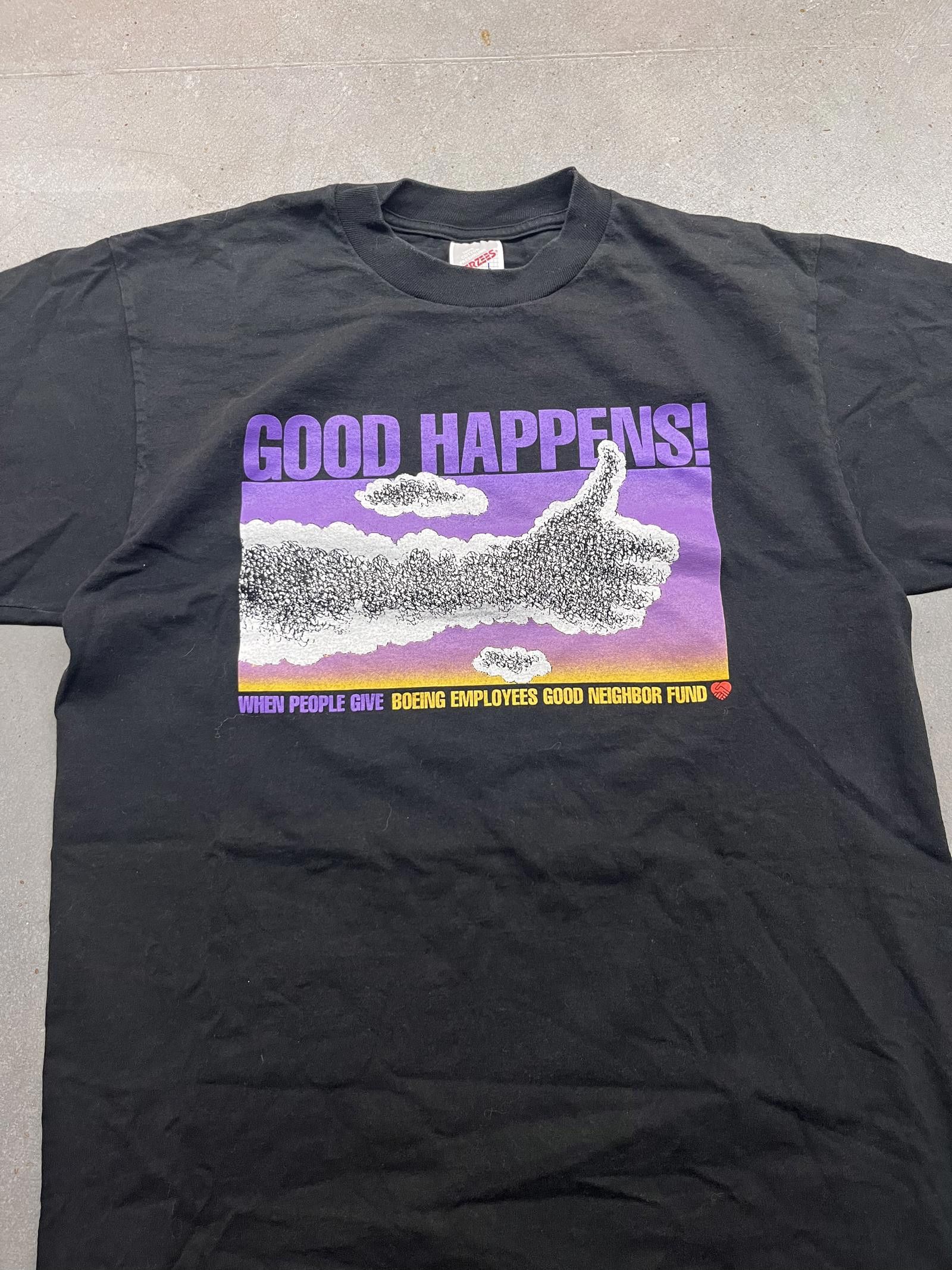 Jerzees Vintage 90s Jerzees "Good Happens" Boeing Employees Shirt Size US L / EU 52-54 / 3 - 1 Thumbnail