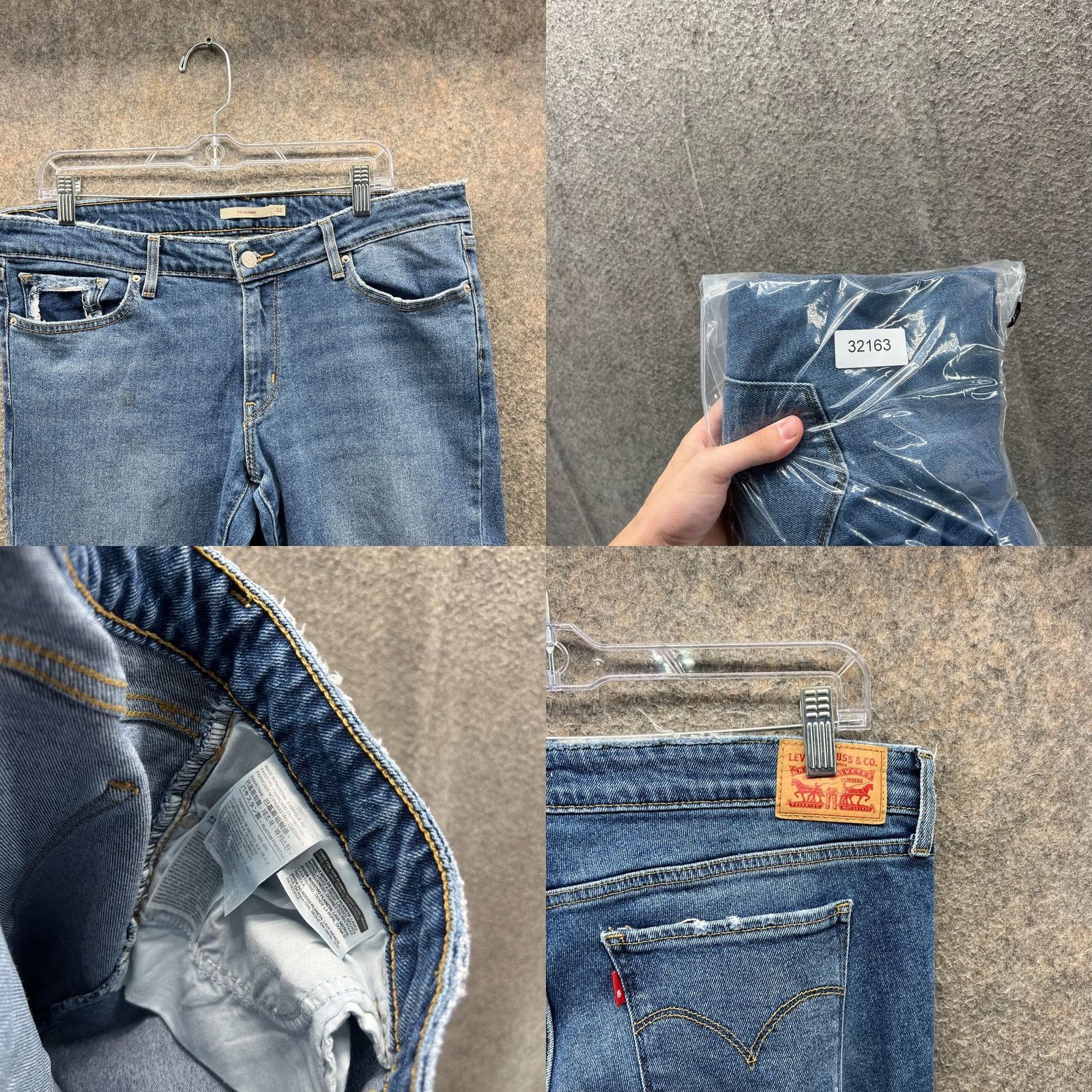 Levi's Levi's 711 Jeans Womens 32 Blue Denim Skinny Distressed Light Wash Cotton Denim Jeans Regular Inseam 28in Womens Jeans Skinny Distressed Cotton Blue Size 24" / US 00 / IT 34 - 8 Thumbnail
