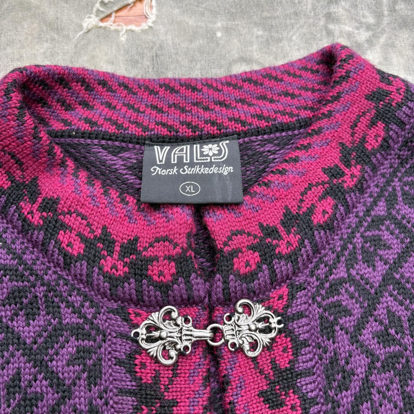 Vintage Vintage 90s Nordic Fair Isle Wool Clasp Sweater Cardigan Size XL / US 12-14 / IT 48-50 - 3 Thumbnail