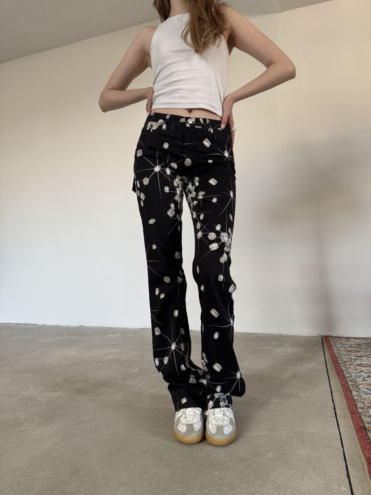 If Six Was Nine × Versace Archival Versace Shiny Diamond Flared Pants Size 31" - 14 Thumbnail