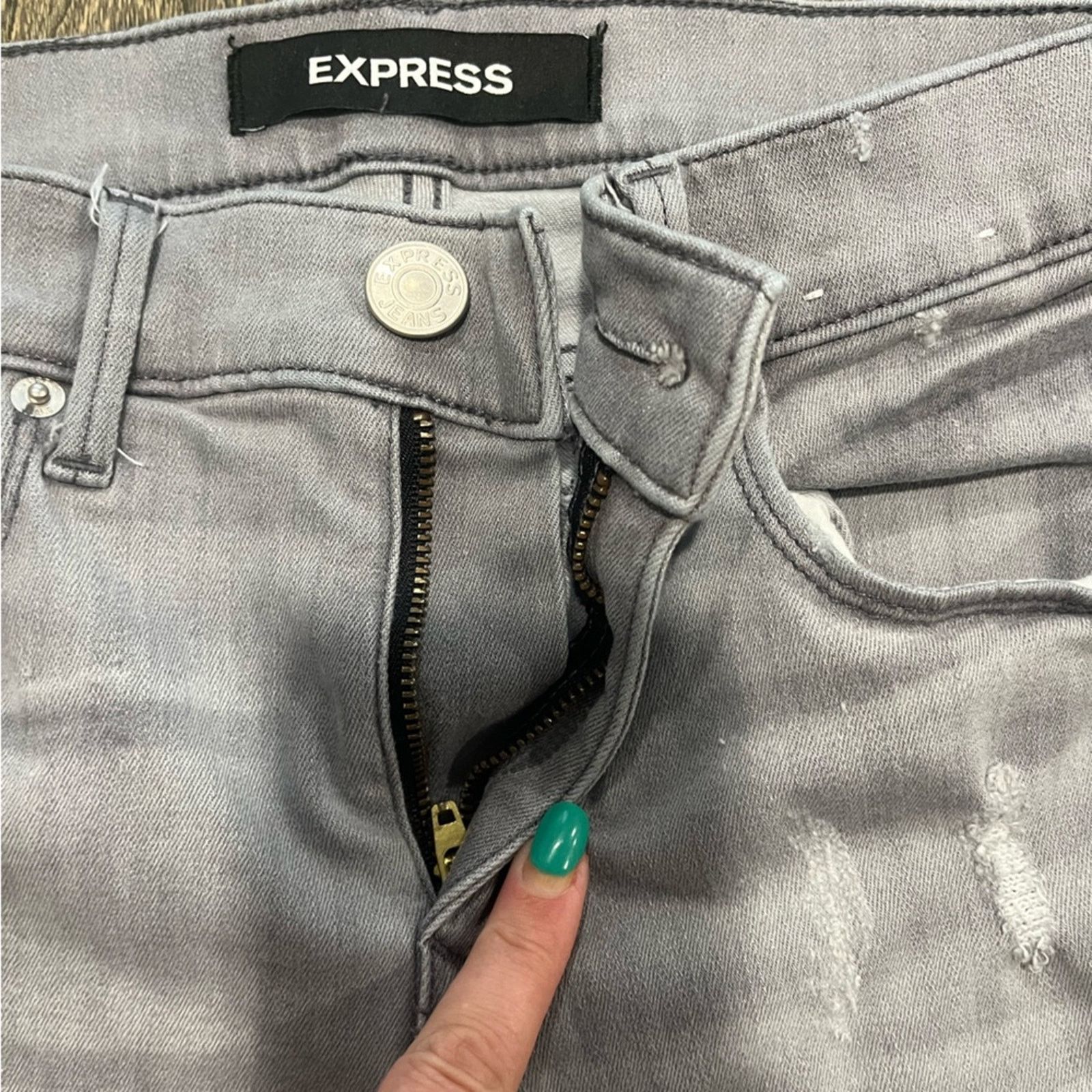 Express Express Ankle Legging Jeans Stretch Denim Raw Hem Grey 4L Size 27" / US 4 / IT 40 - 6 Thumbnail