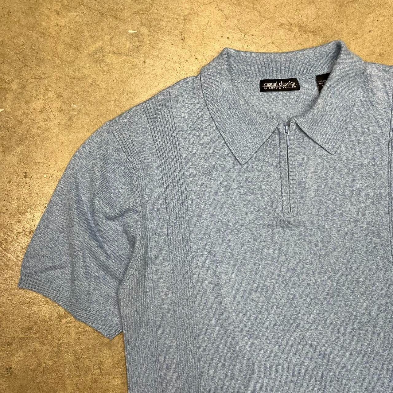Vintage Vintage Lord & Taylor 90s knit polo shirt light blue zip Size US L / EU 52-54 / 3 - 2 Thumbnail