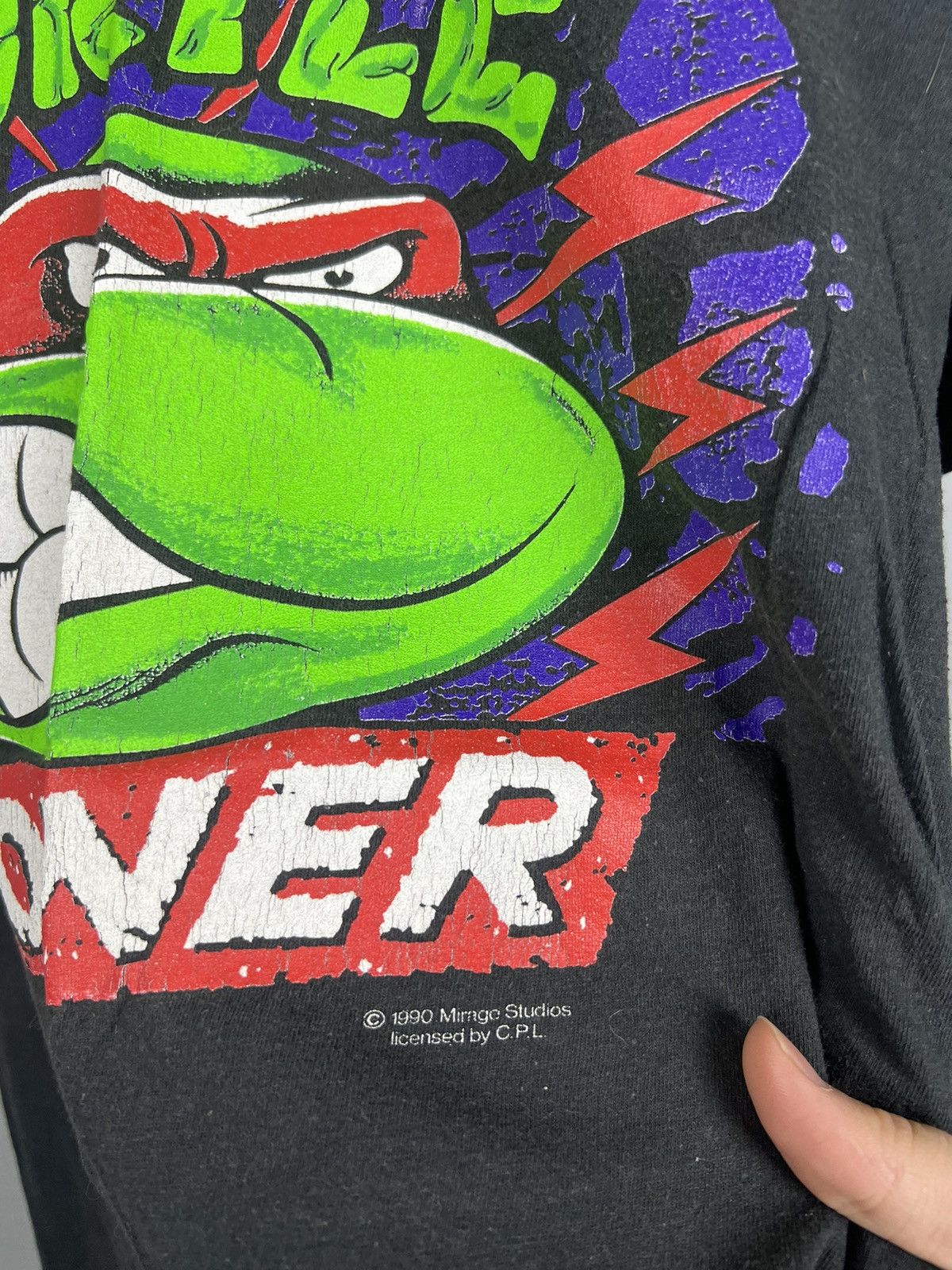 Cartoon Network Vintage 1990 TMNT 'Raphael Turtle Power' Cartoon Movie Tee Size US S / EU 44-46 / 1 - 3 Thumbnail