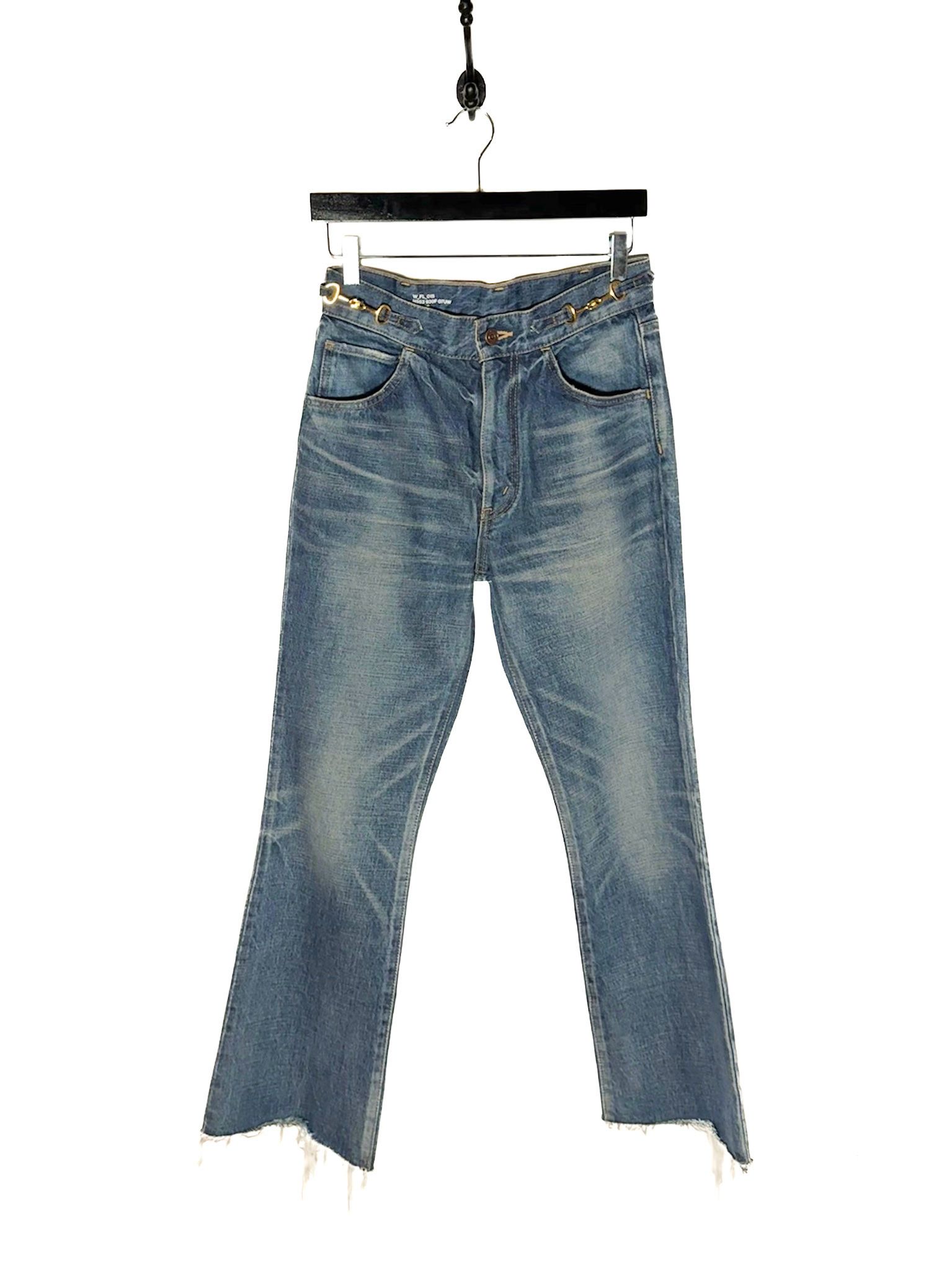 Celine Celine Triomphe Signature Cut Off Washed Blue Flare Jeans Size 28" / US 6 / IT 42 - 1 Thumbnail