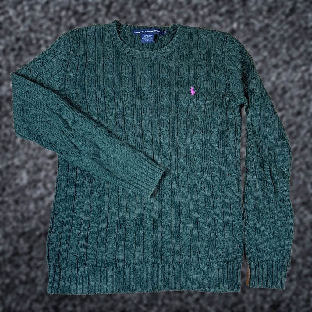 Ralph Lauren VINTAGE Ralph Lauren Sport Sweater Women’s Small Cable-Knit Crew Neck Green Pullover S Women’s Crew Neck Green Sports Styling Size S / US 4 / IT 40 - 1 Thumbnail