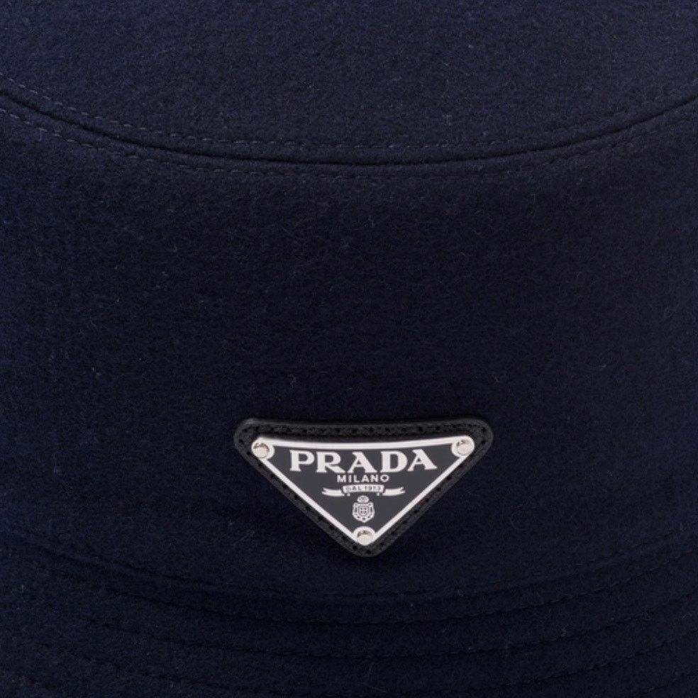 Prada PRADA Navy logo appliqued felt bucket hat L Size ONE SIZE - 4 Thumbnail