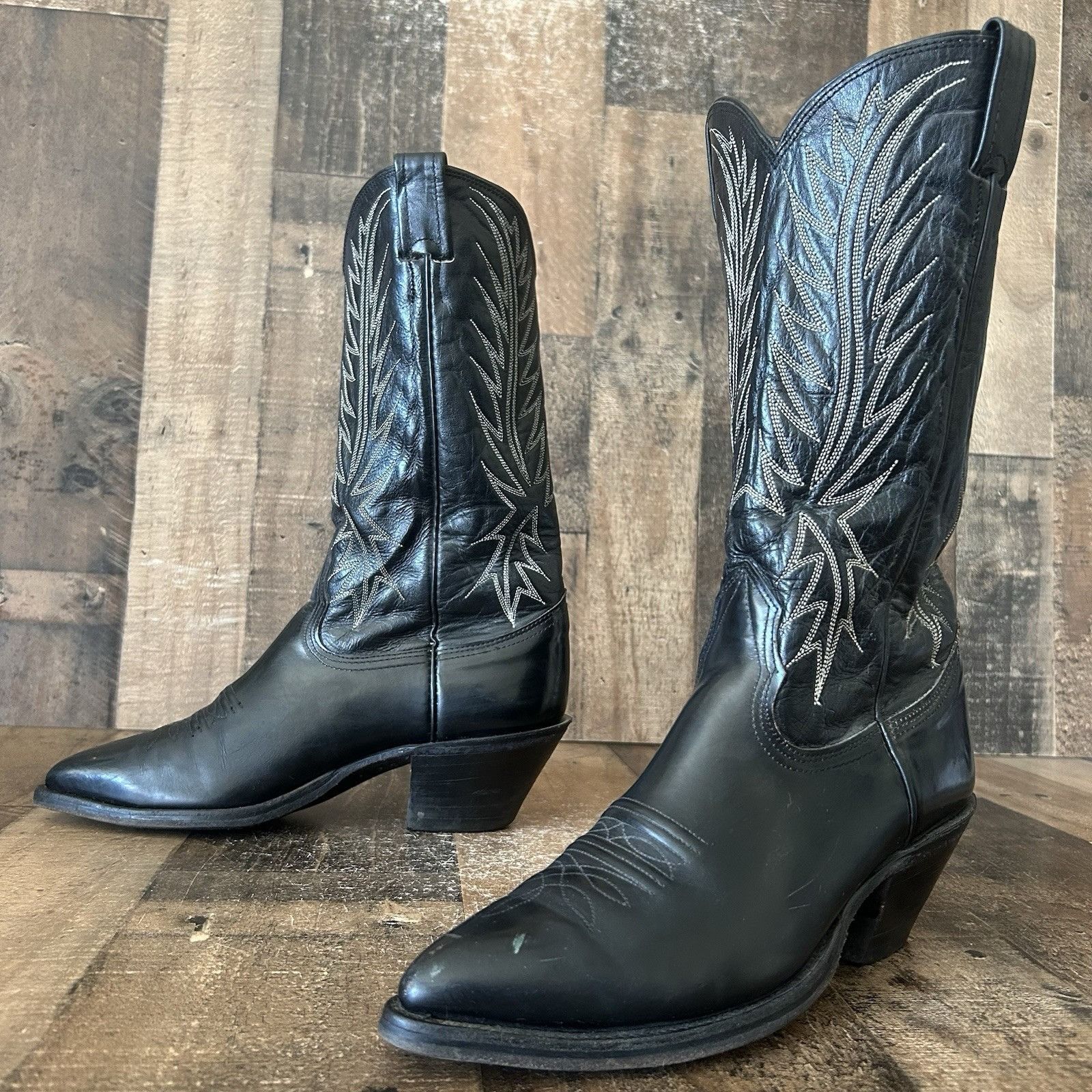 Nocona Boots Nocona Vintage Classic Black Western Cowboy Boots Mens 8 D Size US 8 / EU 41 - 1 Thumbnail