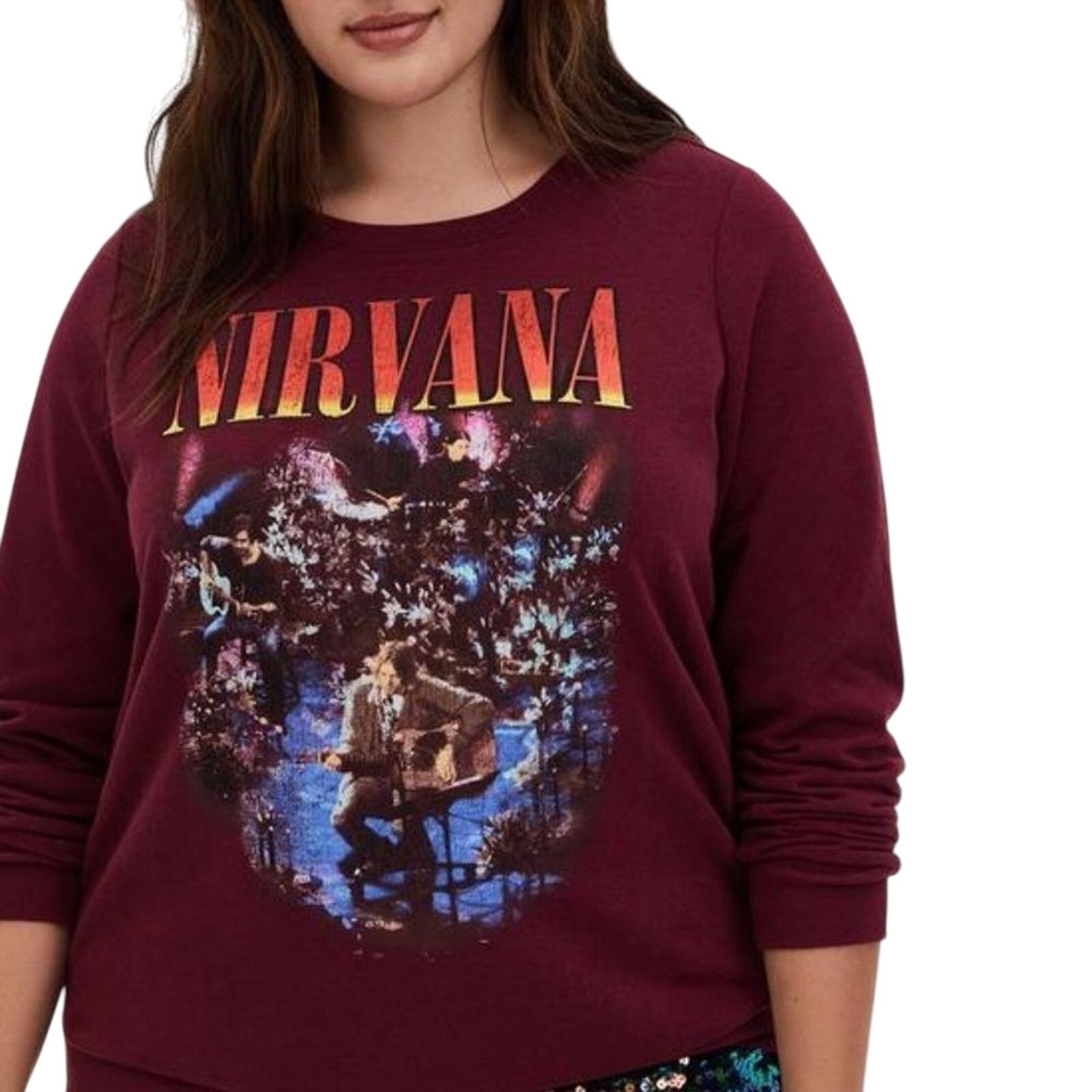 Nirvana NIRVANA Unplugged Red Mineral Wash Fleece Sweatshirt Size 5X Size 4XL / US 24-26 - 6 Thumbnail
