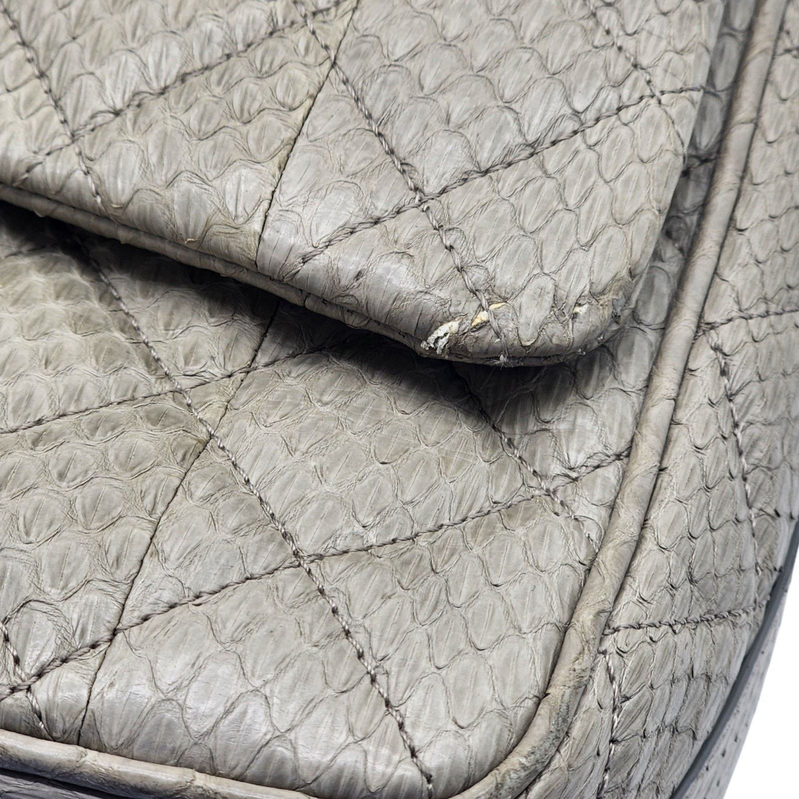 Chanel Python Easy Carry Medium Classic Flap Bag Top Handle Beige Size ONE SIZE - 7 Thumbnail
