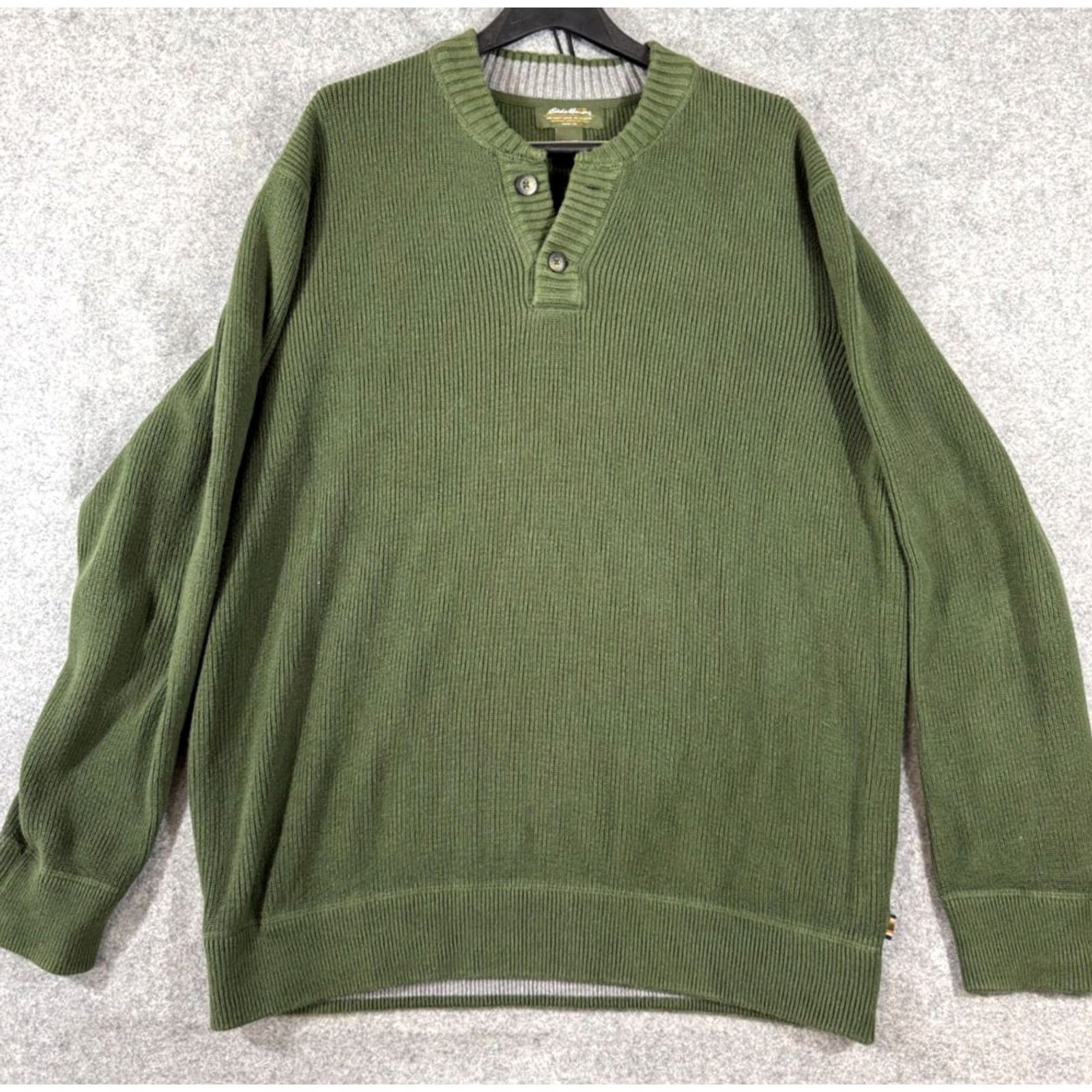Eddie Bauer VINTAGE? Eddie Bauer Heavy Henley Sweater Mens XL Tall Green Ribbed Knit Pullover Outdoor Size US XL / EU 56 / 4 - 2 Thumbnail