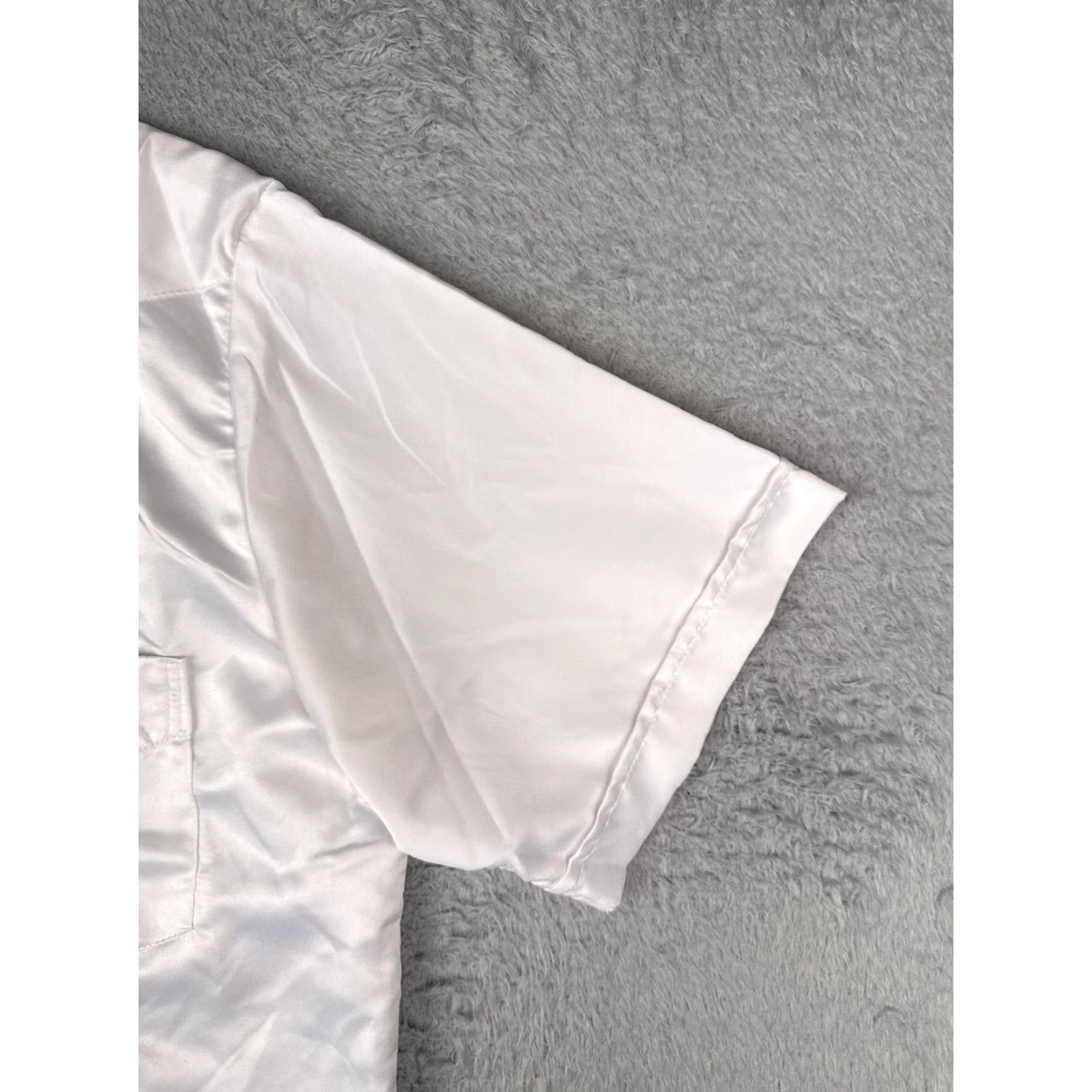 Vintage First Line Shirt Mens XL White Satin Guayabera Wedding Short Sleeve Button Up Size US XL / EU 56 / 4 - 2 Thumbnail