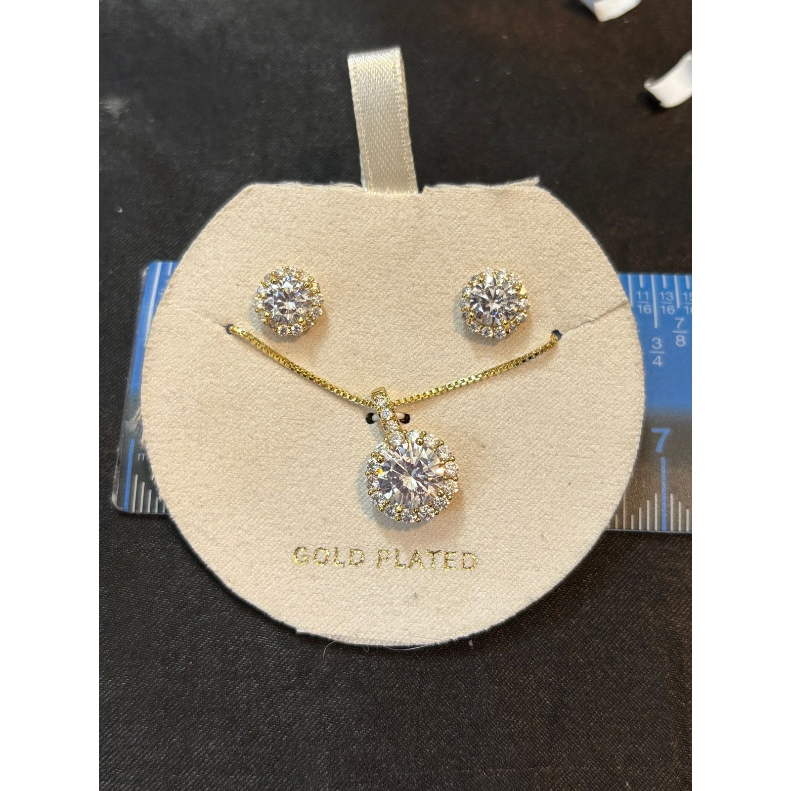 Other New Gold Plated Cubic Zirconia Necklace & Stud Earrings Set Size ONE SIZE - 3 Thumbnail