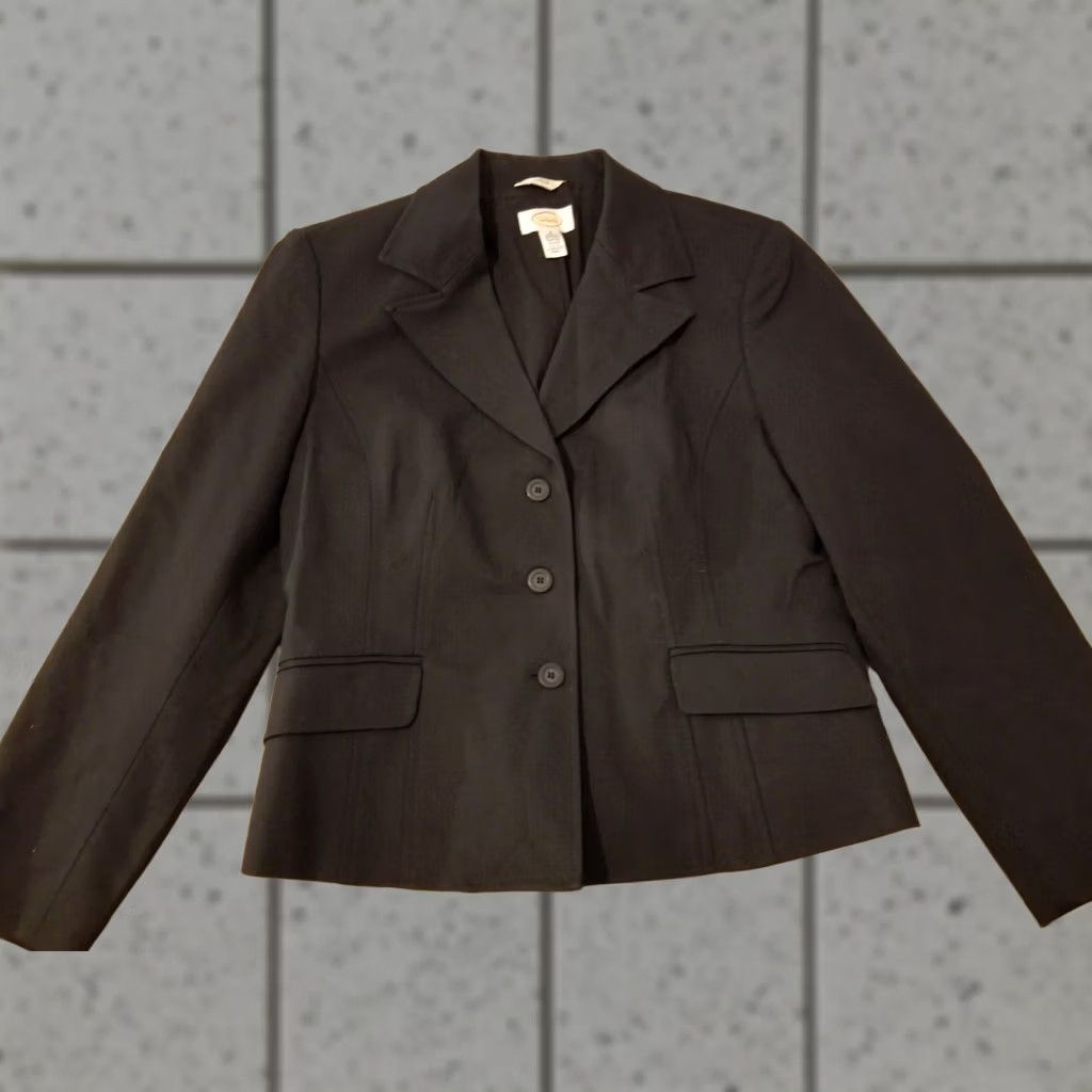 Talbots Womens Talbots Jacket Blazer 8 Black Cotton Size M / US 6-8 / IT 42-44 - 1 Thumbnail