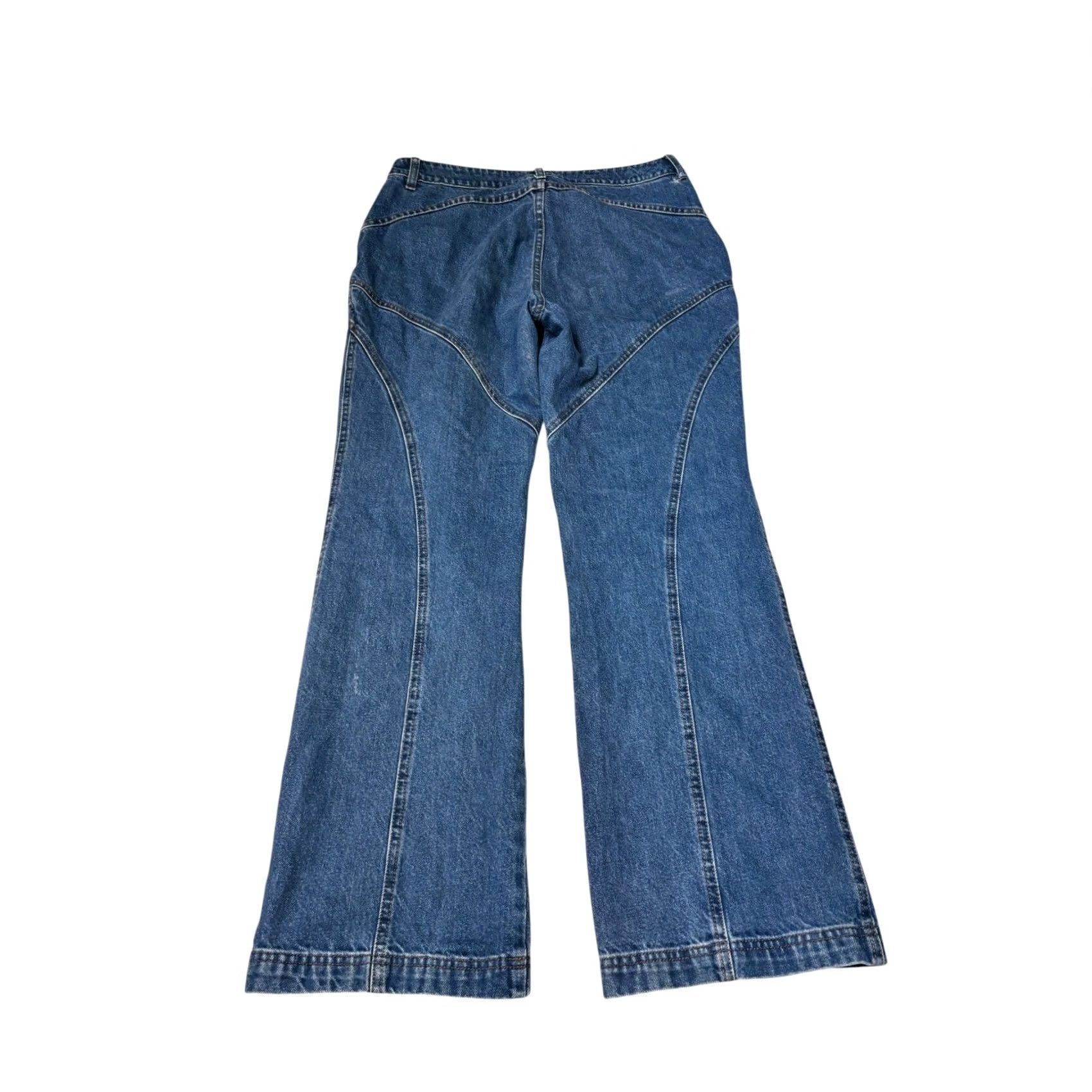 Paloma Wool Paloma Wool Blue Curved Seam Wide Leg Jeans Womens Size 32 Inseam 30 Made Spain 5-Pocket Jeans Button Zip Rise High Vintage No Size 24" / US 00 / IT 34 - 6 Thumbnail