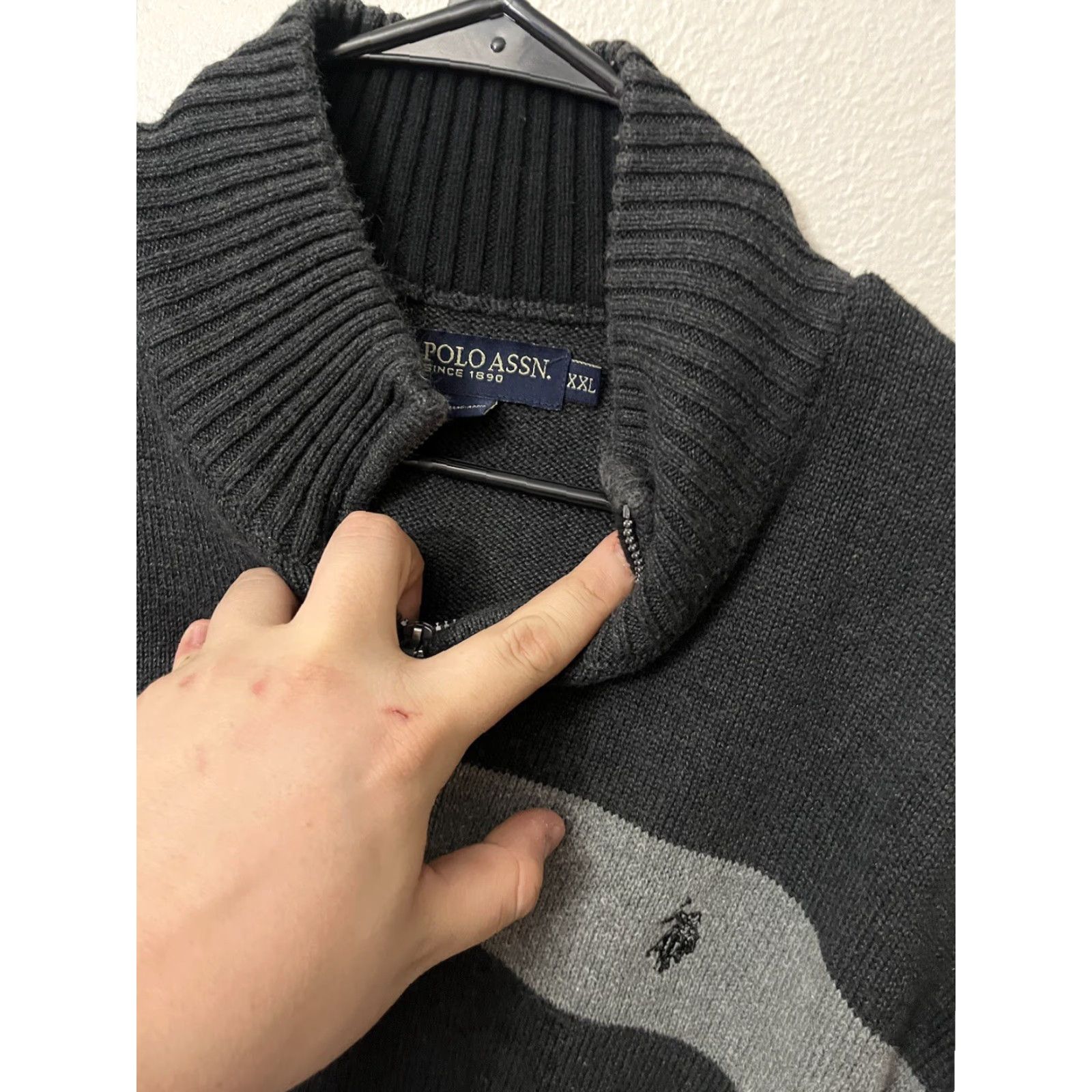 Vintage US Polo Assn Sweater 1/4 Zip Mens 2XL XXL Gray Striped Long Sleeve Mock Cotton Size US XXL / EU 58 / 5 - 3 Thumbnail