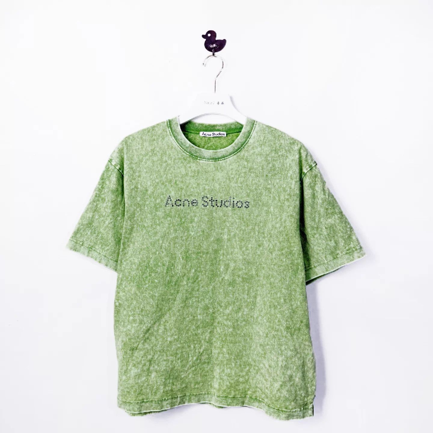 Acne Studios Acne Studios 25 Crystal Logo Distressed Green Short Sleeve Size US M / EU 48-50 / 2 - 1 Thumbnail