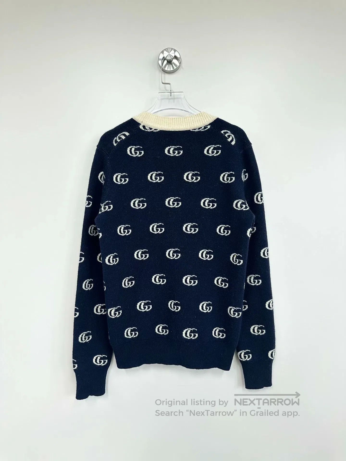 Gucci Guicci Dark blue double G full print logo wool knitted car Size XXS / US 00 / IT 34 - 2 Thumbnail