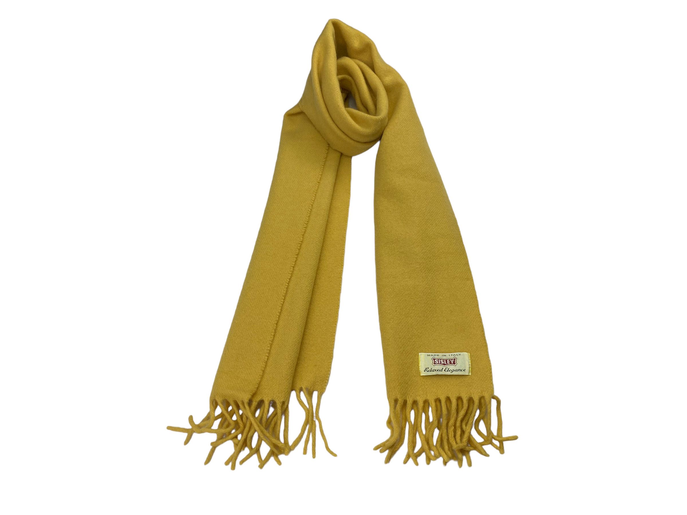 Sisley × Vintage Sisley Mustard Wool Scarf Vintage Italian Made Winter Acces Size ONE SIZE - 1 Thumbnail