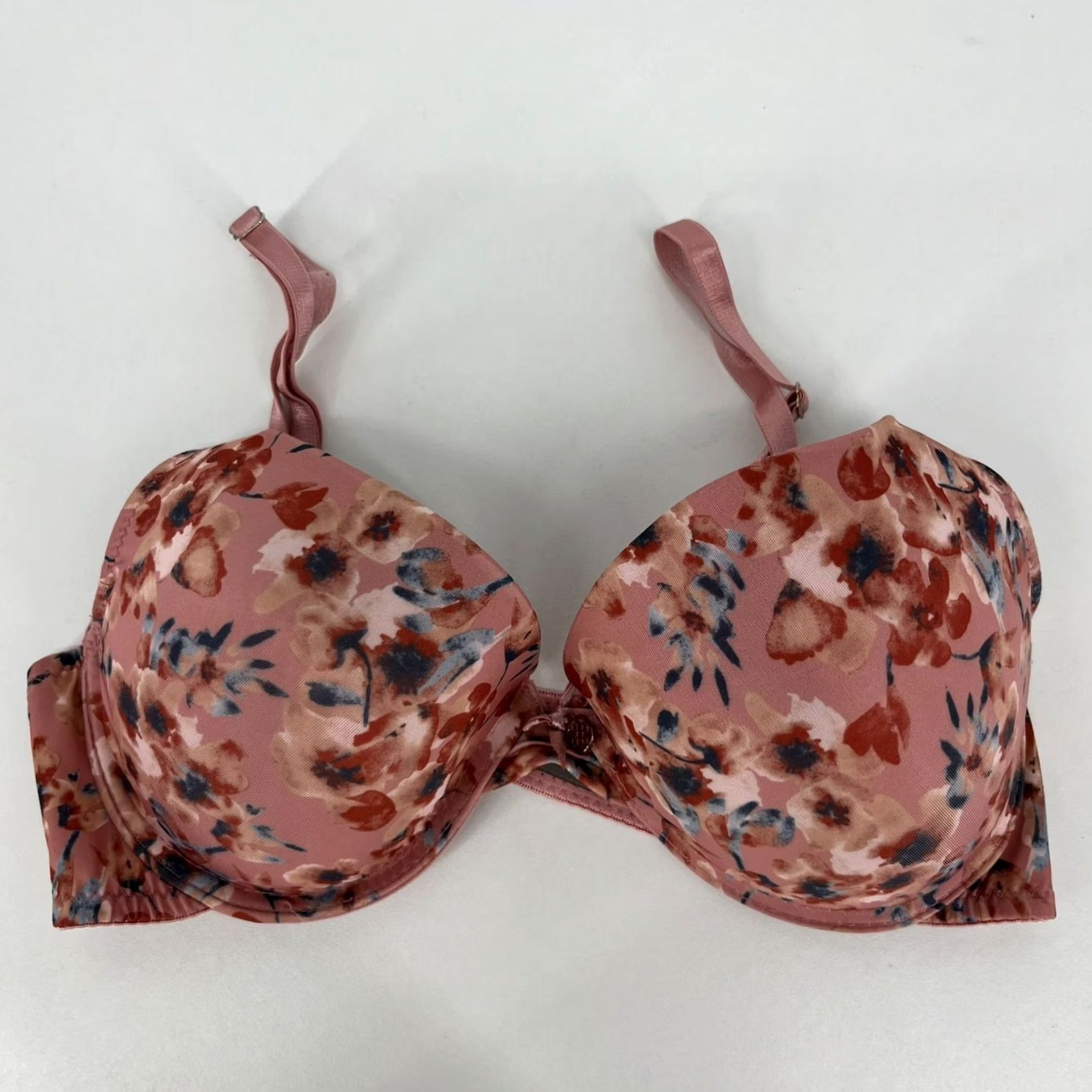 Pinko Daisy Fuentes Bra Women's 36C Pink Floral Print Underwired Push Up Shirt Adult Womens 36C Pink Floral Daisy Fuentes Bra Size ONE SIZE - 2 Thumbnail