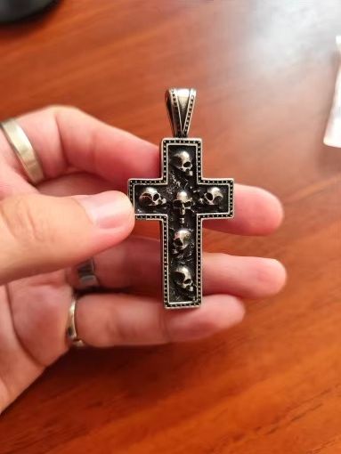 Other Skull Texture Cross Pendant Accessories Necklace Gifts Size ONE SIZE - 1 Thumbnail