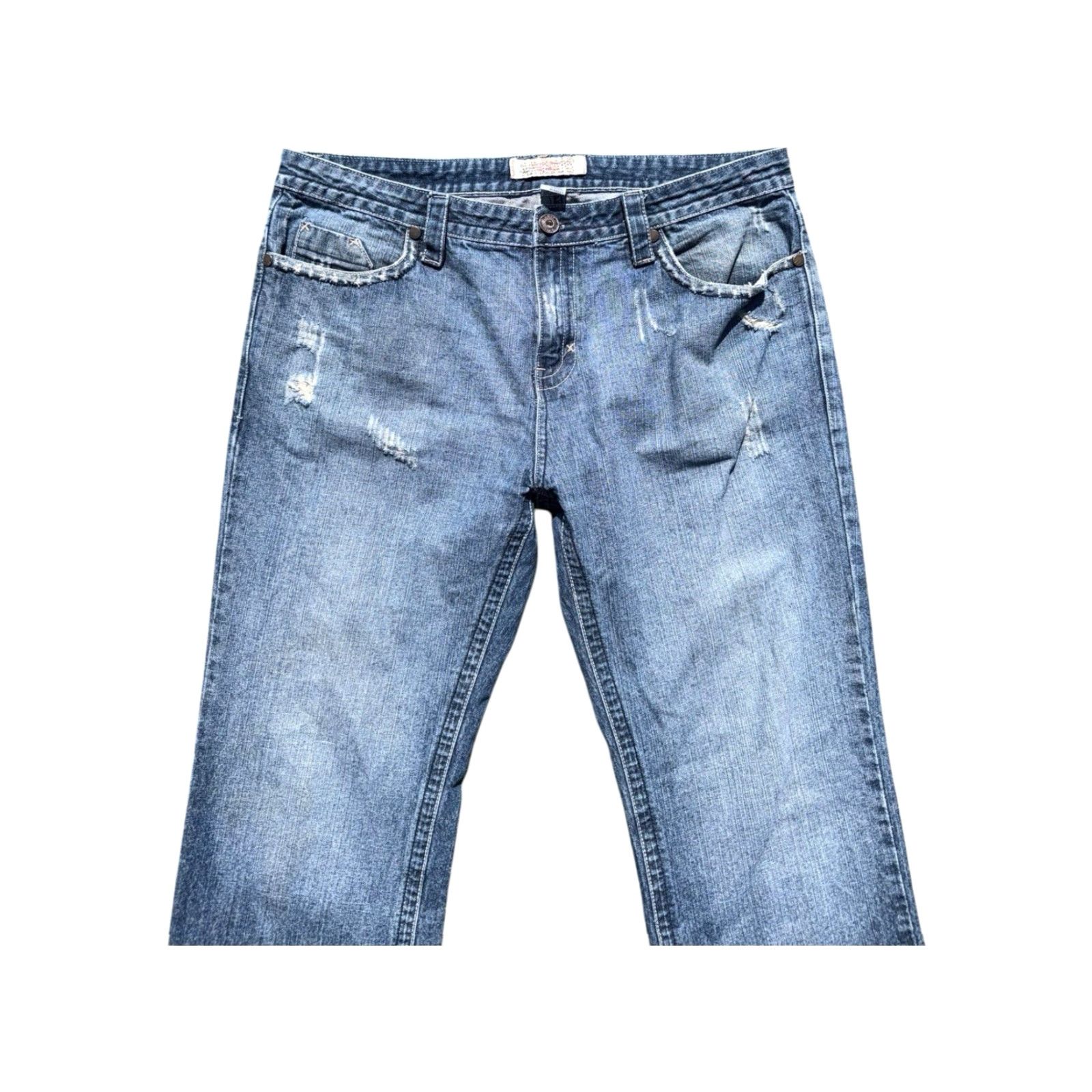 Alfani VINTAGE Alfani Jeans Bootcut Distressed Embroidered Le Fleur Low Rise Sz 38 Women Blue 90s Y2K Size 26" / US 2 / IT 38 - 4 Thumbnail