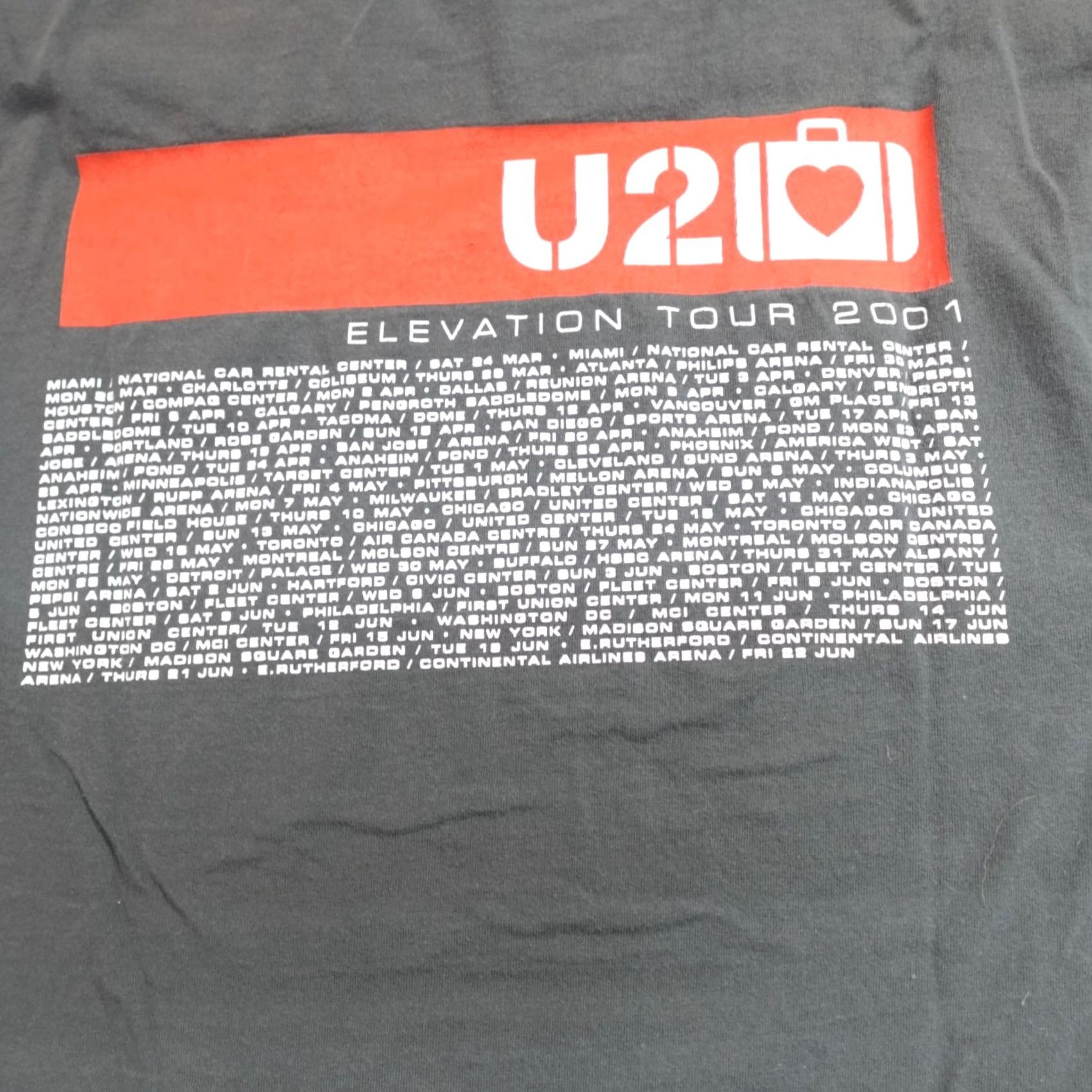 Vintage VINTAGE U2 Shirt Small Black Elevation Tour 2001 Double Sided Mens S Black USA Cotton Crew Neck Short Sleeve T-Shirt Size US S / EU 44-46 / 1 - 8 Thumbnail