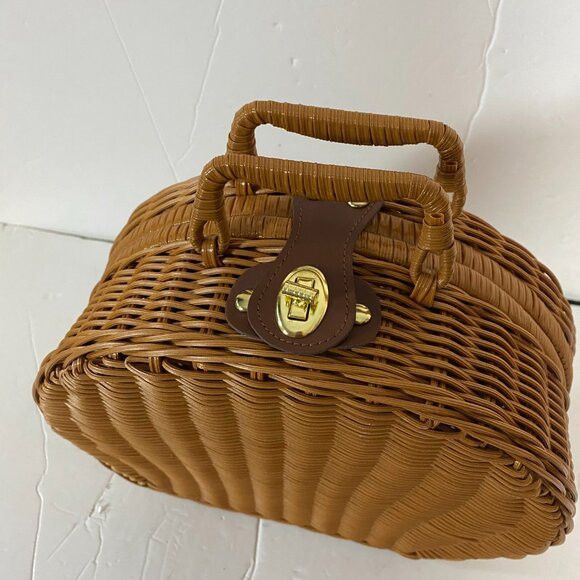 Other Woven Wicker Picnic Basket Carrying Case Handbag Size ONE SIZE - 3 Thumbnail