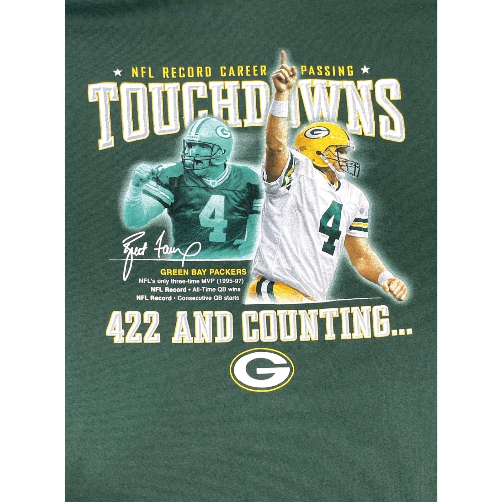 Reebok VINTAGE Reebok Green Bay Packers T Shirt Mens XL Green Brett Favre #4 NFL Touchdown Record 90s Football Tee Size US L / EU 52-54 / 3 - 2 Thumbnail